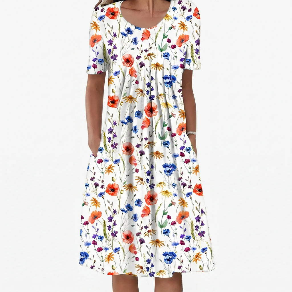 Avenna™ -  Short Sleeve Midi Dress -  Summer Garden Parties
