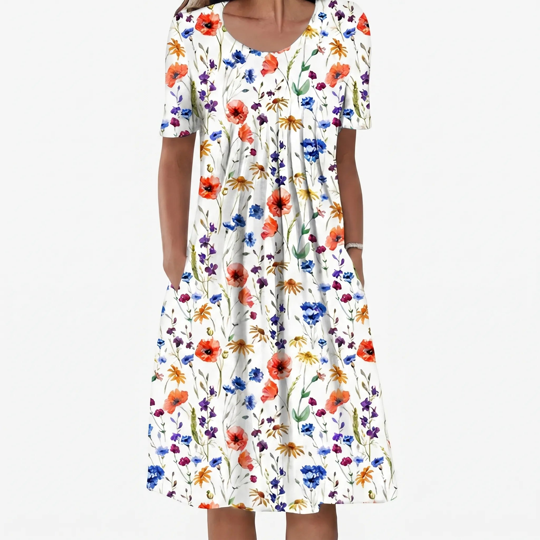 Avenna™ -  Short Sleeve Midi Dress -  Summer Garden Parties