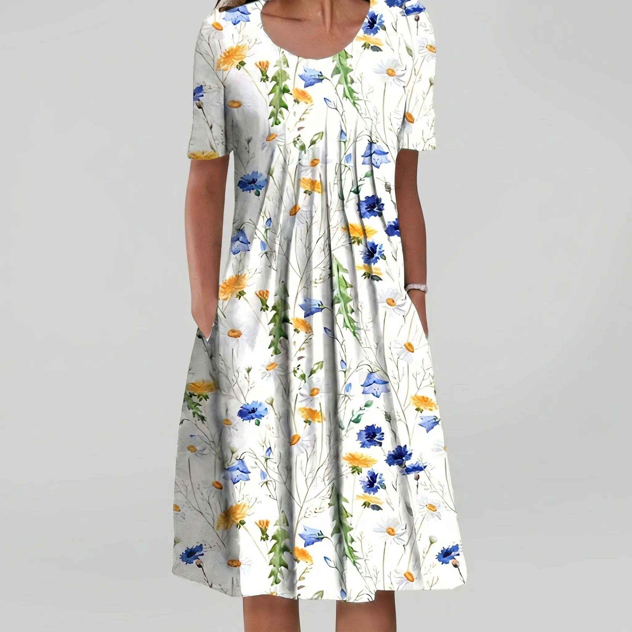 Avenna™ -  Short Sleeve Midi Dress -  Summer Garden Parties