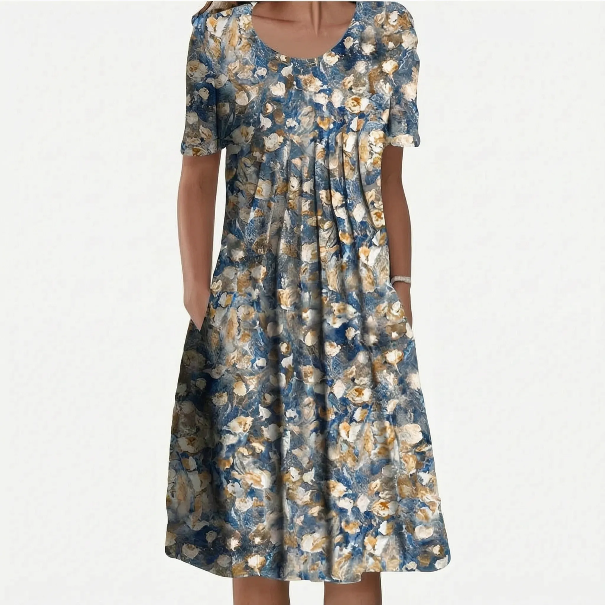 Avenna™ -  Short Sleeve Midi Dress -  Summer Garden Parties