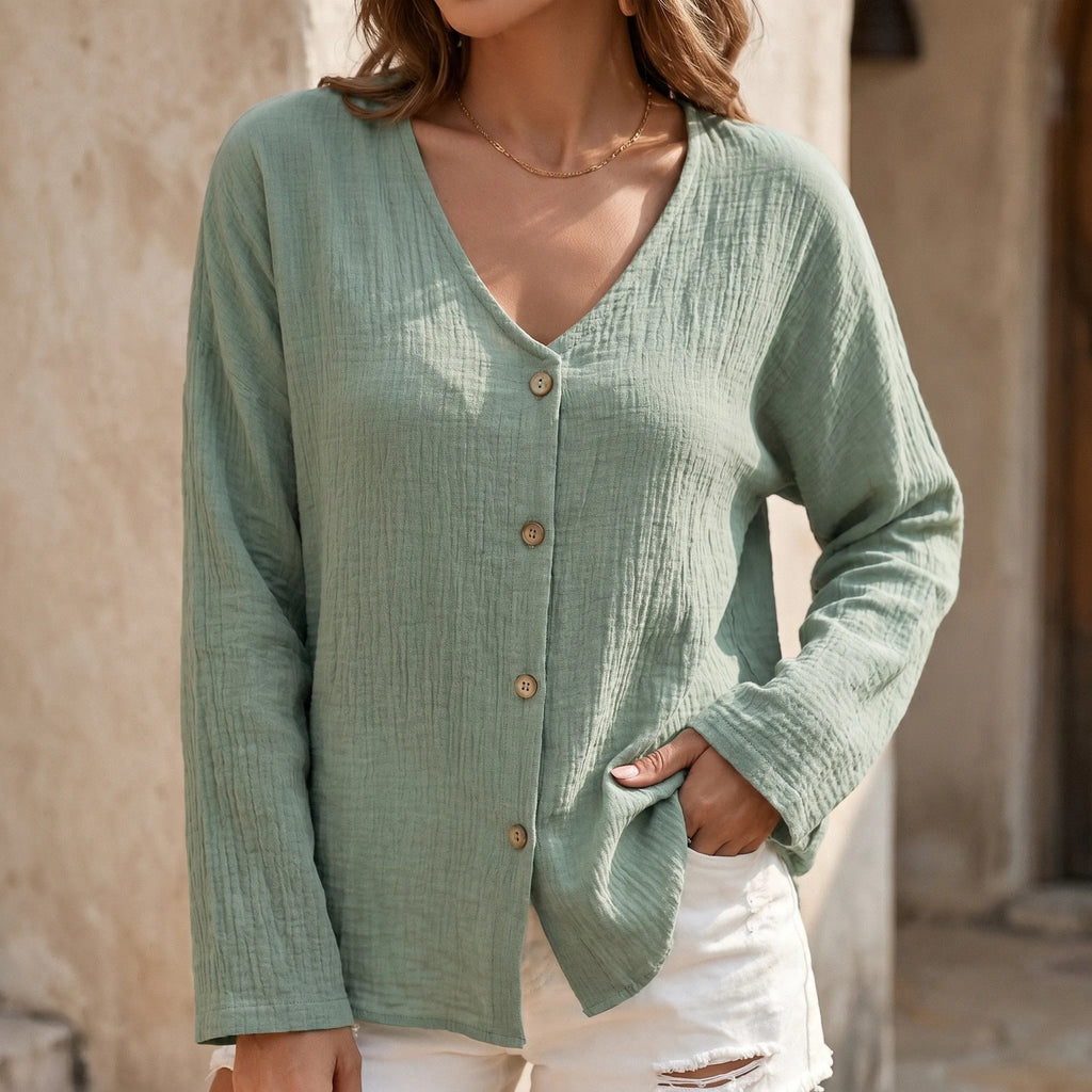 Avenya™ -  Relaxed Fit V-Neck Casual Blouse -  Casual Daytime Styling