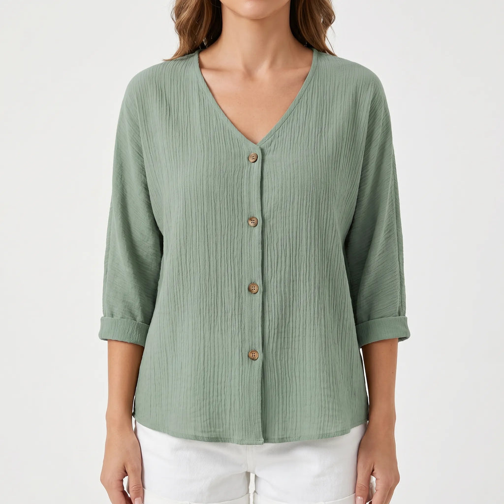 Avenya™ -  Relaxed Fit V-Neck Casual Blouse -  Casual Daytime Styling