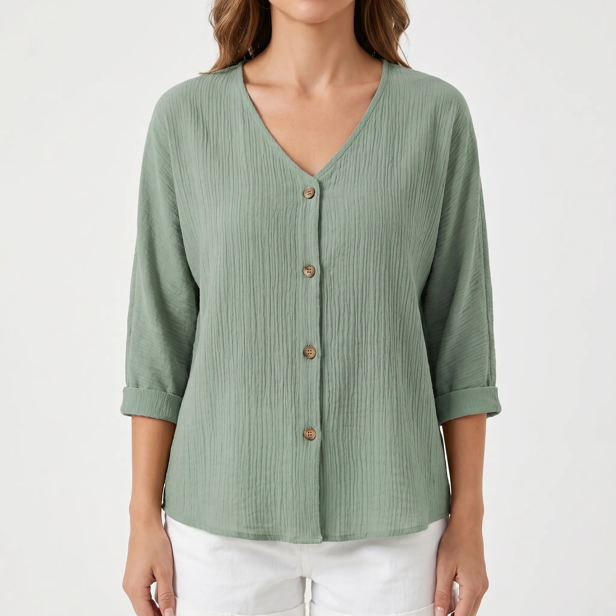 Avenya™ -  Relaxed Fit V-Neck Casual Blouse -  Casual Daytime Styling