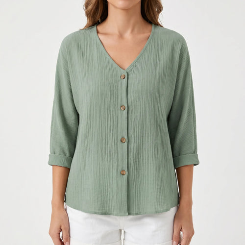 Avenya™ -  Relaxed Fit V-Neck Casual Blouse -  Casual Daytime Styling