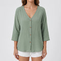 Avenya™ -  Relaxed Fit V-Neck Casual Blouse -  Casual Daytime Styling