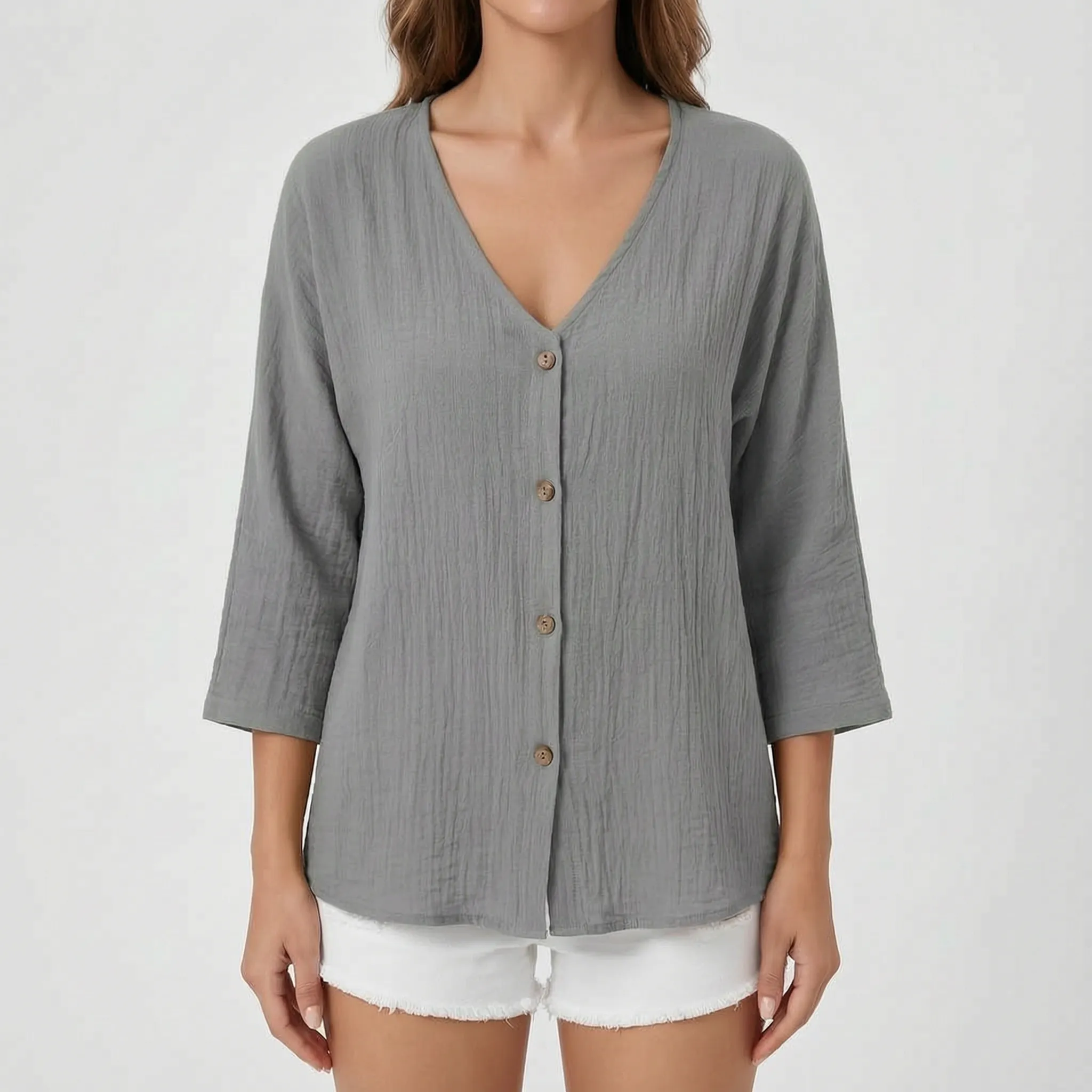 Avenya™ -  Relaxed Fit V-Neck Casual Blouse -  Casual Daytime Styling