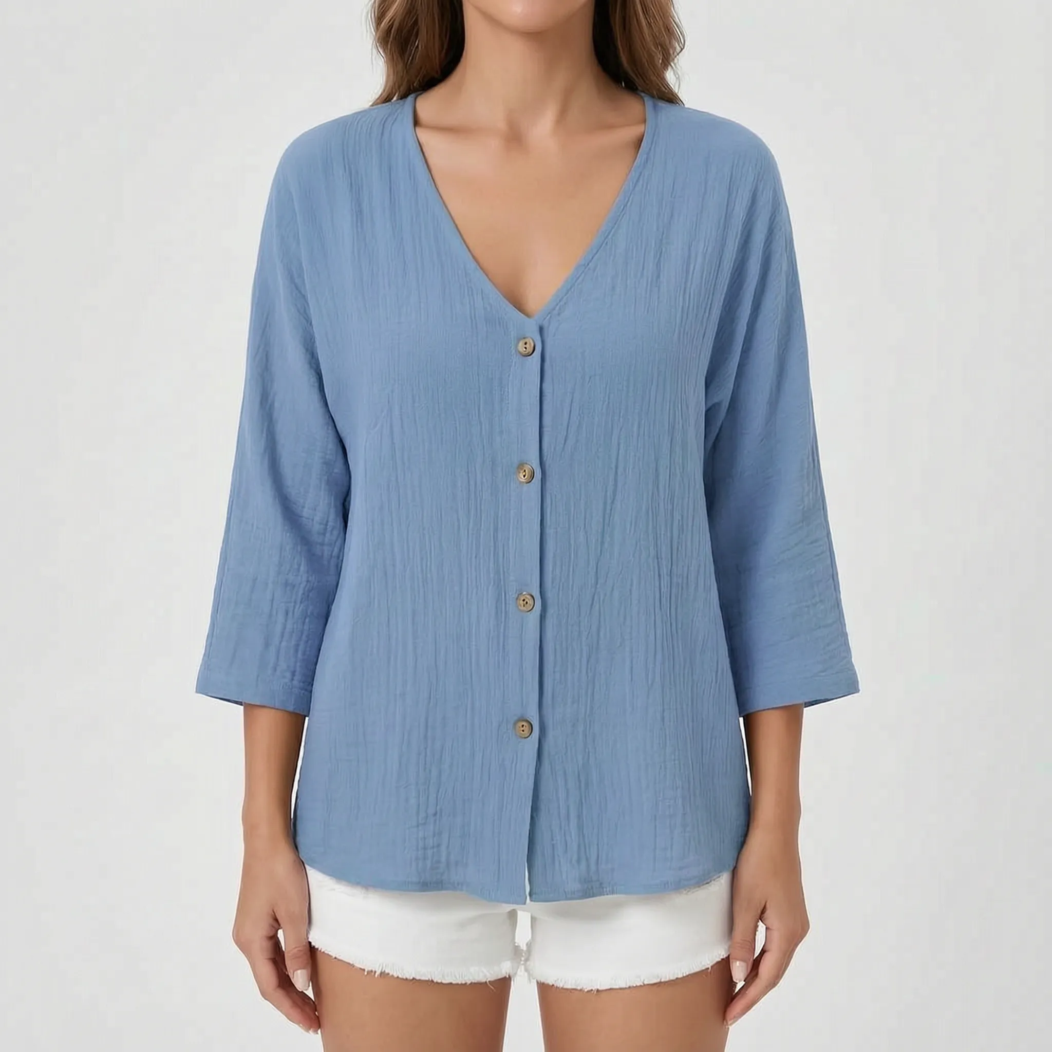 Avenya™ -  Relaxed Fit V-Neck Casual Blouse -  Casual Daytime Styling
