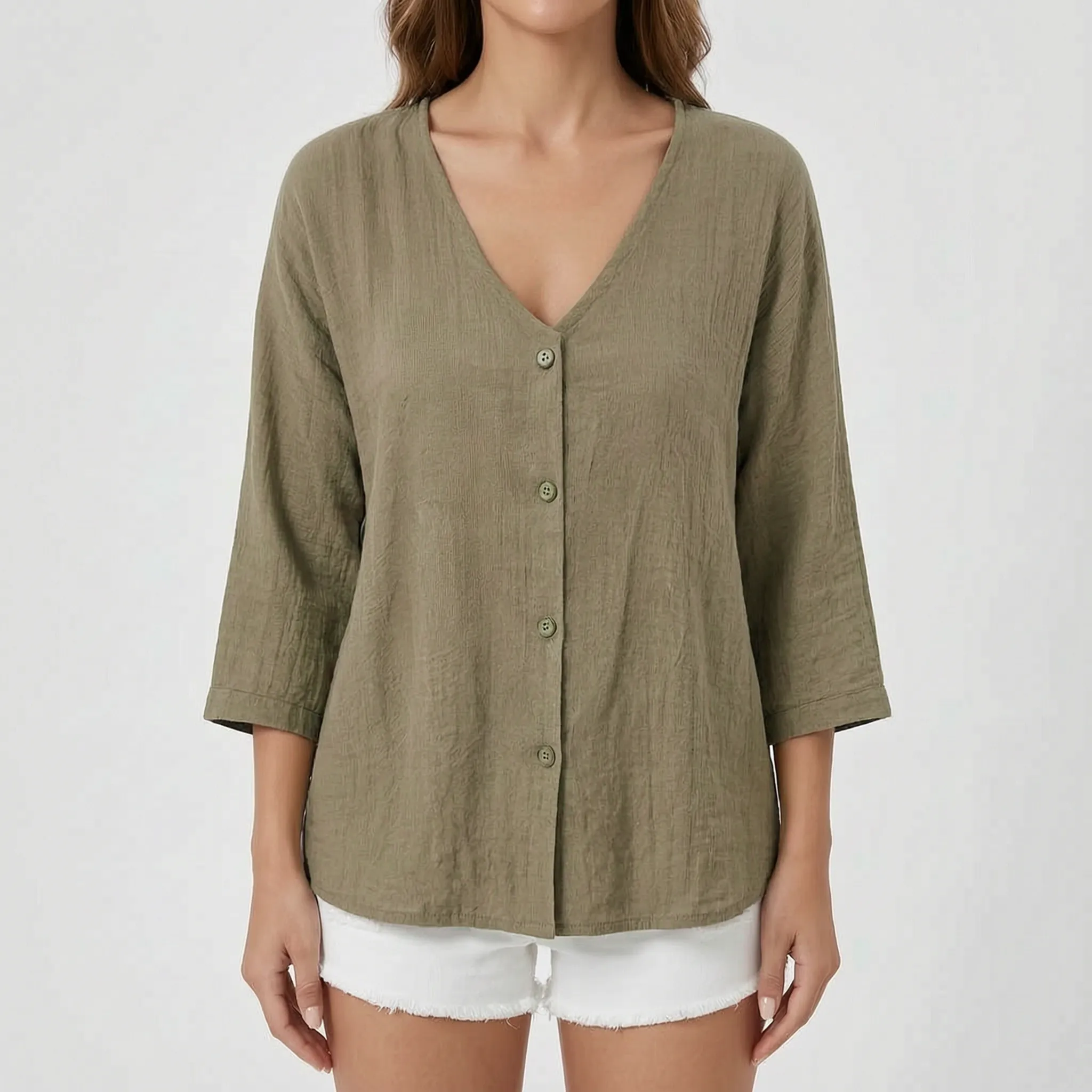 Avenya™ -  Relaxed Fit V-Neck Casual Blouse -  Casual Daytime Styling