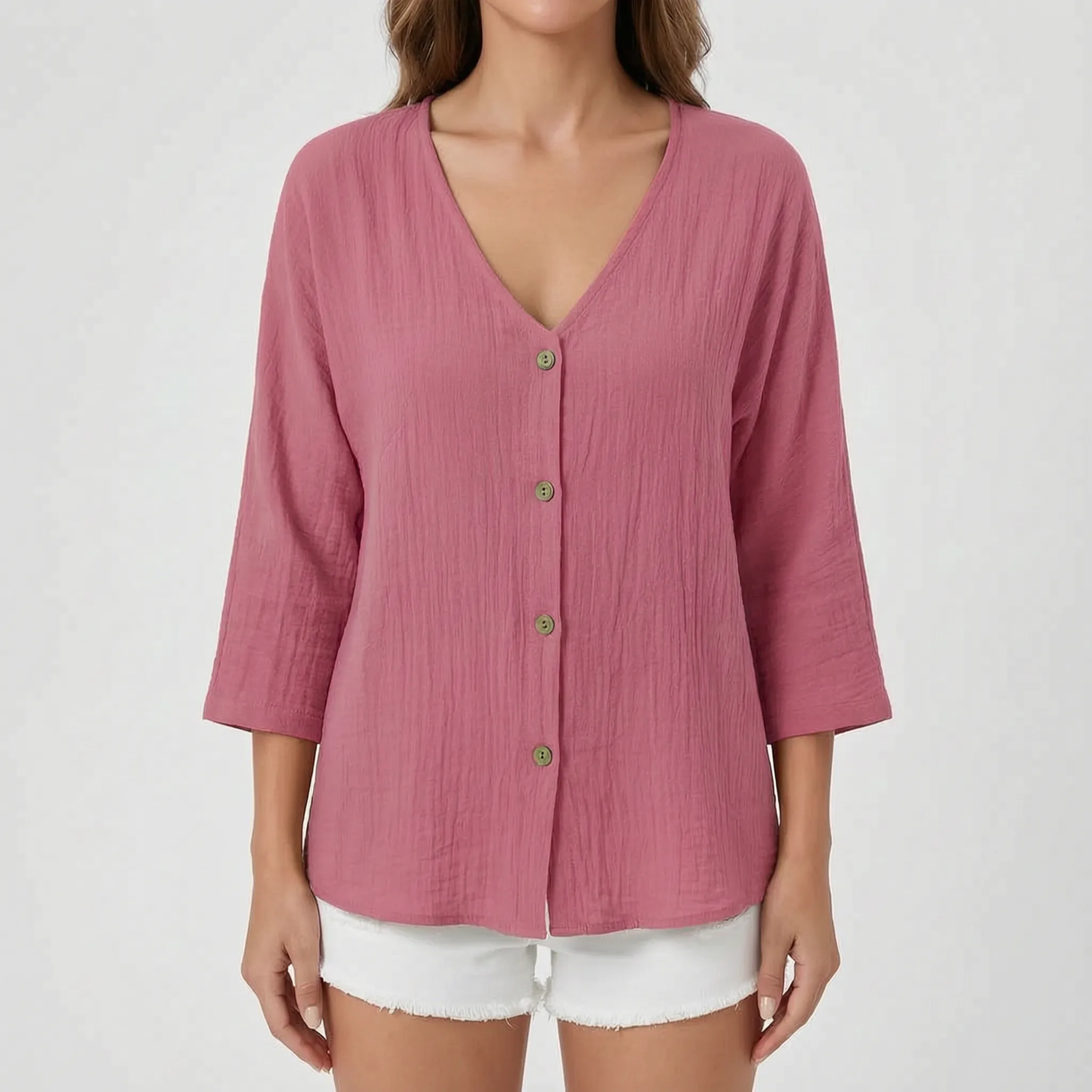 Avenya™ -  Relaxed Fit V-Neck Casual Blouse -  Casual Daytime Styling