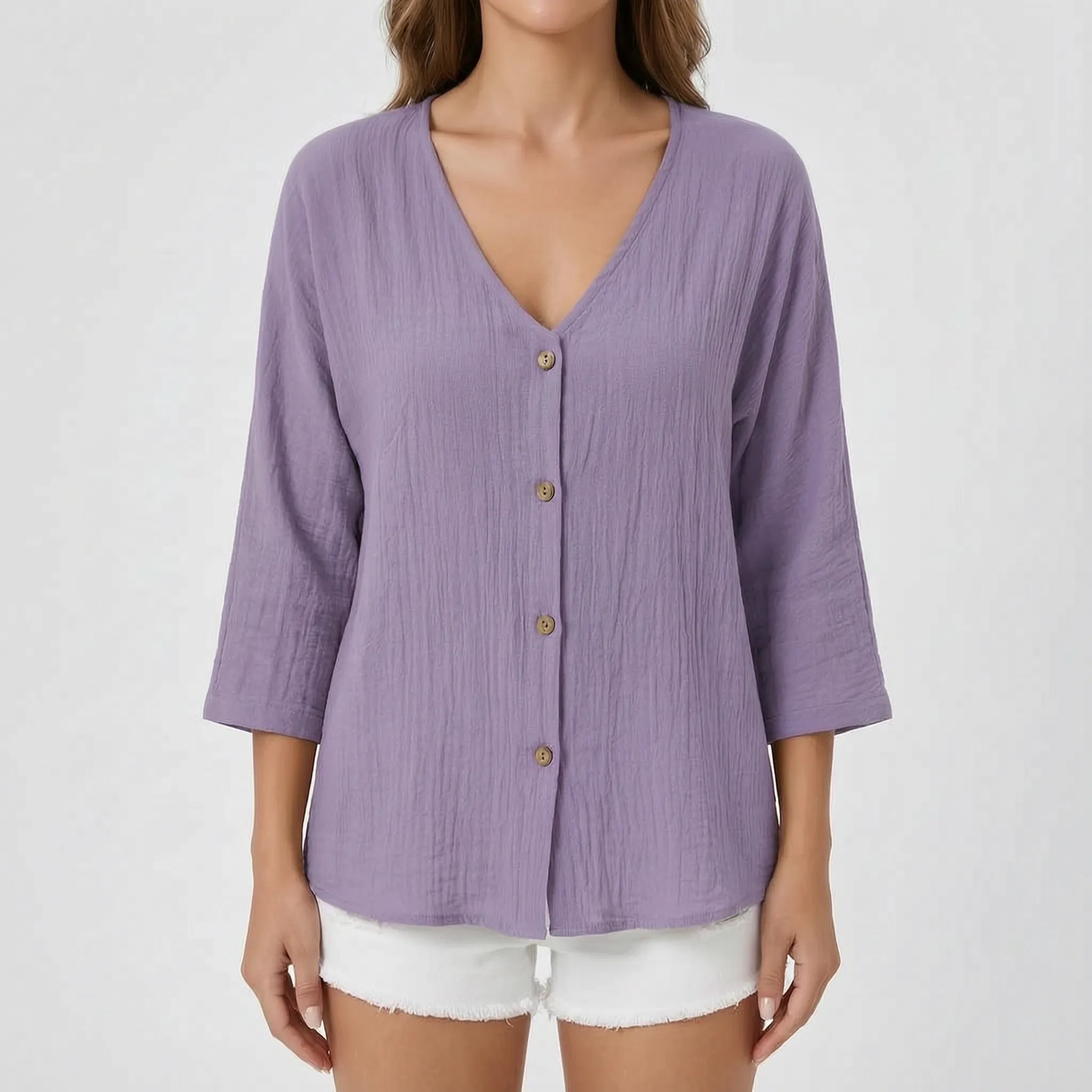Avenya™ -  Relaxed Fit V-Neck Casual Blouse -  Casual Daytime Styling