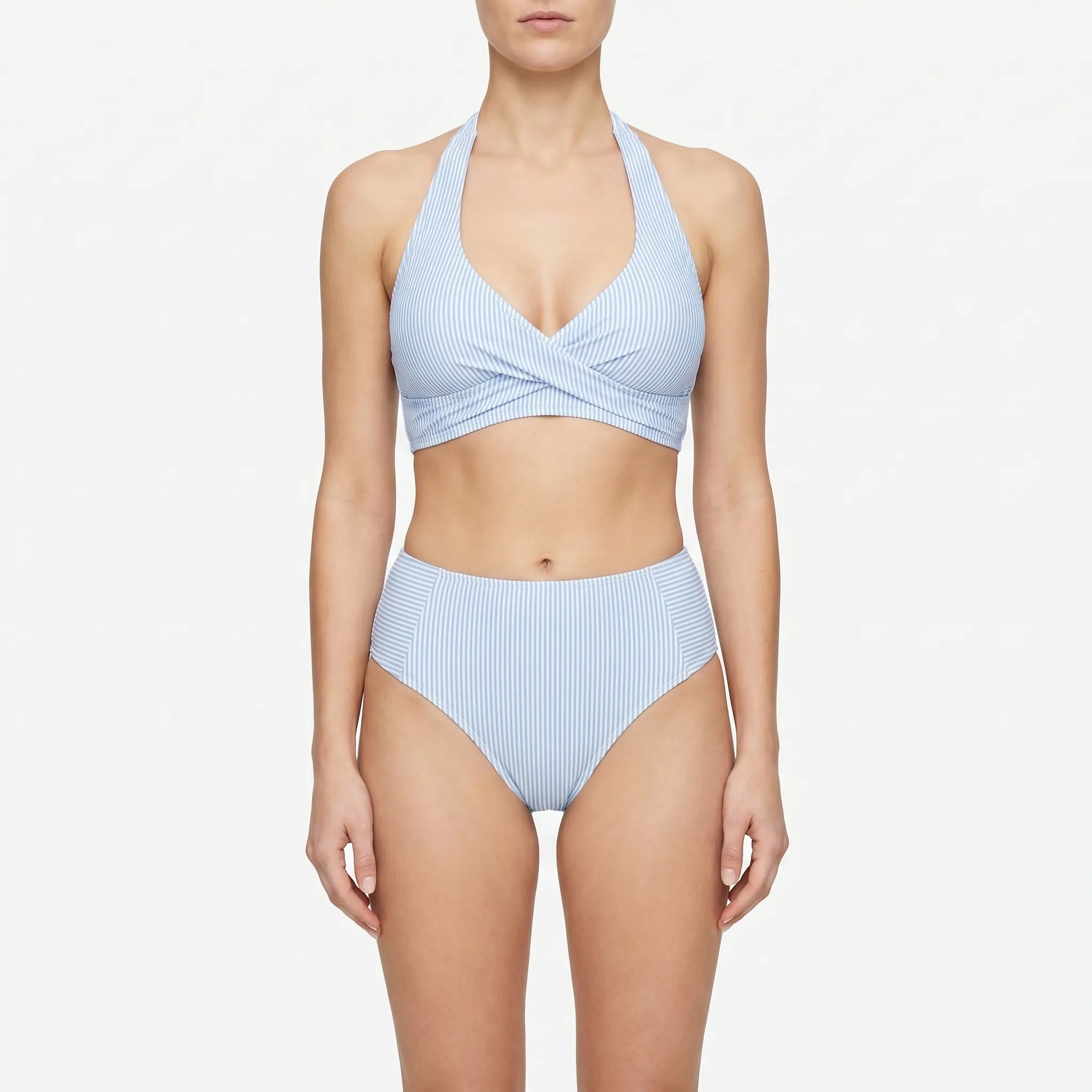 Bikinora™ -  Striped High-Waisted Bikini Set -  Beach Holidays