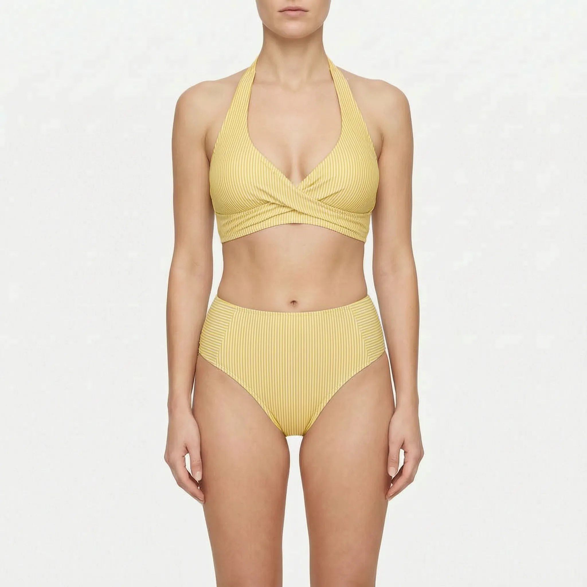 Bikinora™ -  Striped High-Waisted Bikini Set -  Beach Holidays
