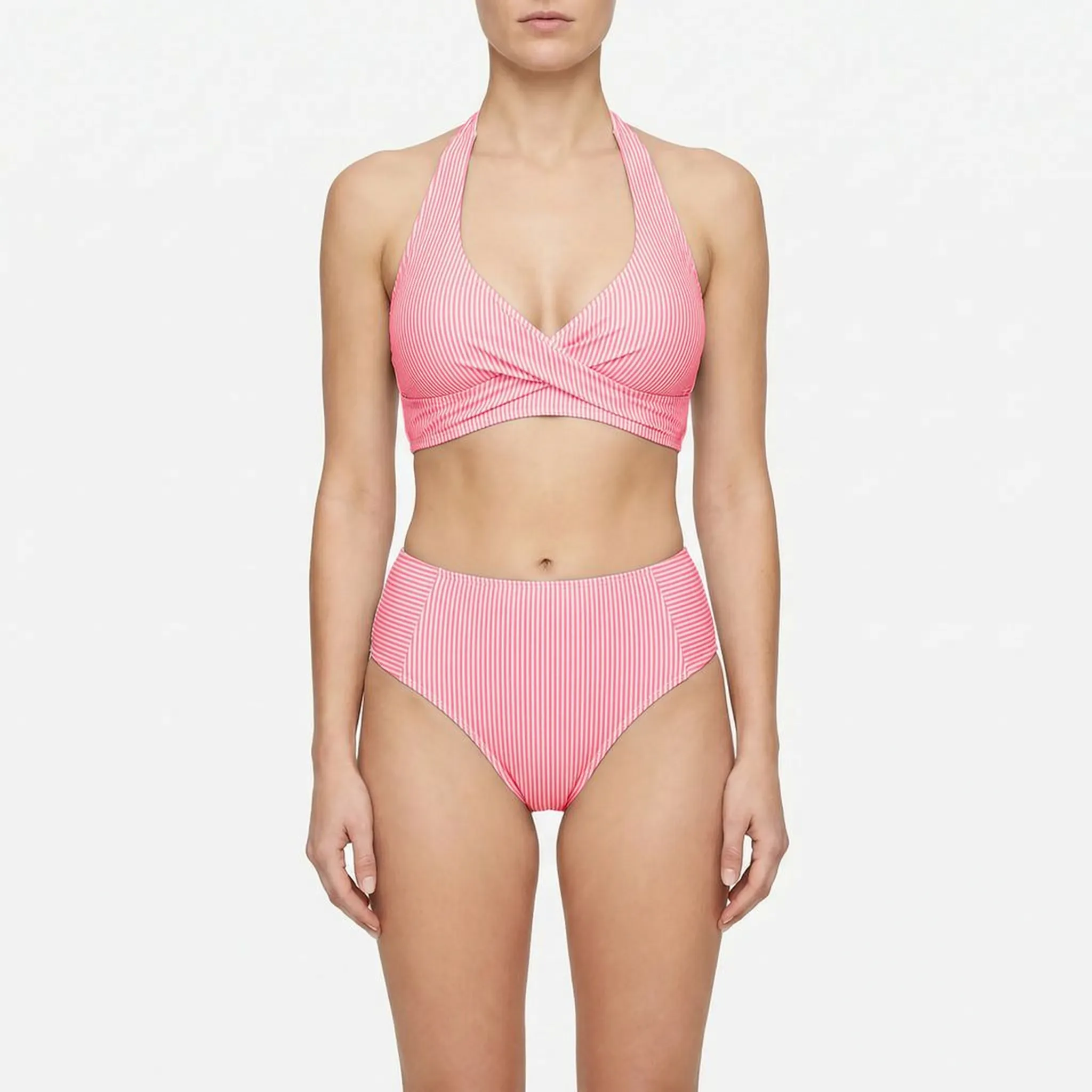 Bikinora™ -  Striped High-Waisted Bikini Set -  Beach Holidays