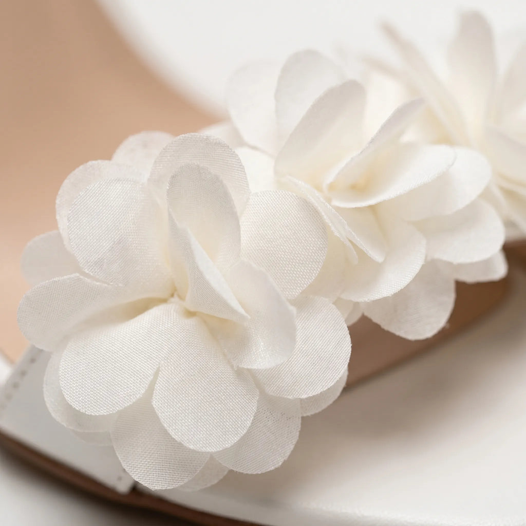 Bloomise™ -  White Block Heel Sandals -  Attending Summer Weddings