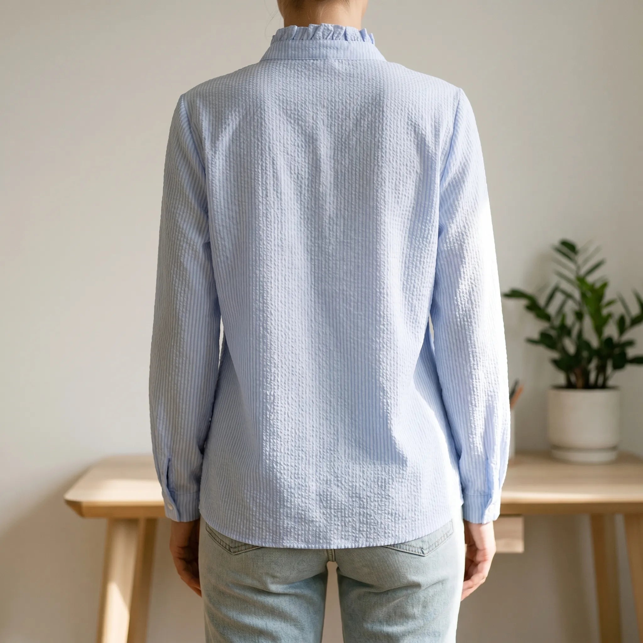 Blython™ -  Textured Long-Sleeve Blouse -  Casual Outings