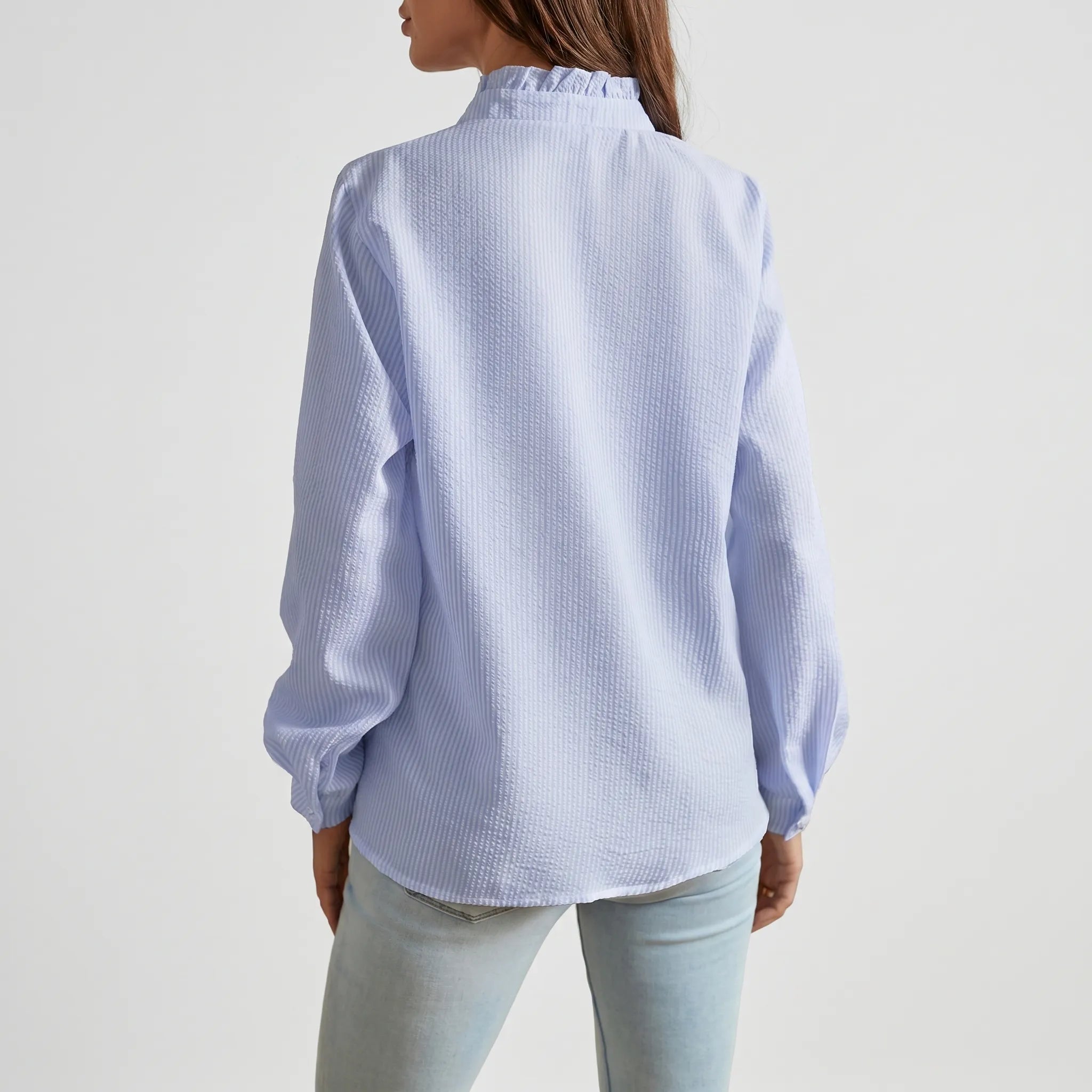Blython™ -  Textured Long-Sleeve Blouse -  Casual Outings