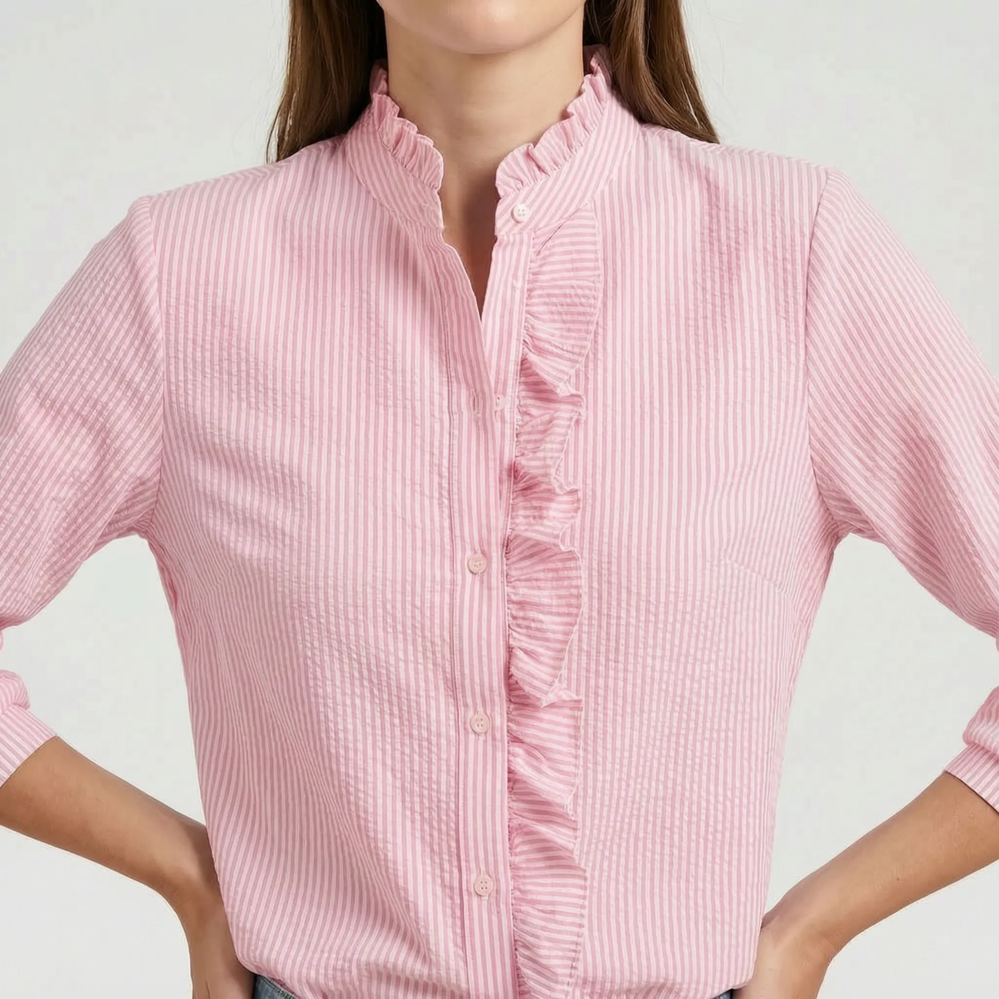 Blython™ -  Textured Long-Sleeve Blouse -  Casual Outings