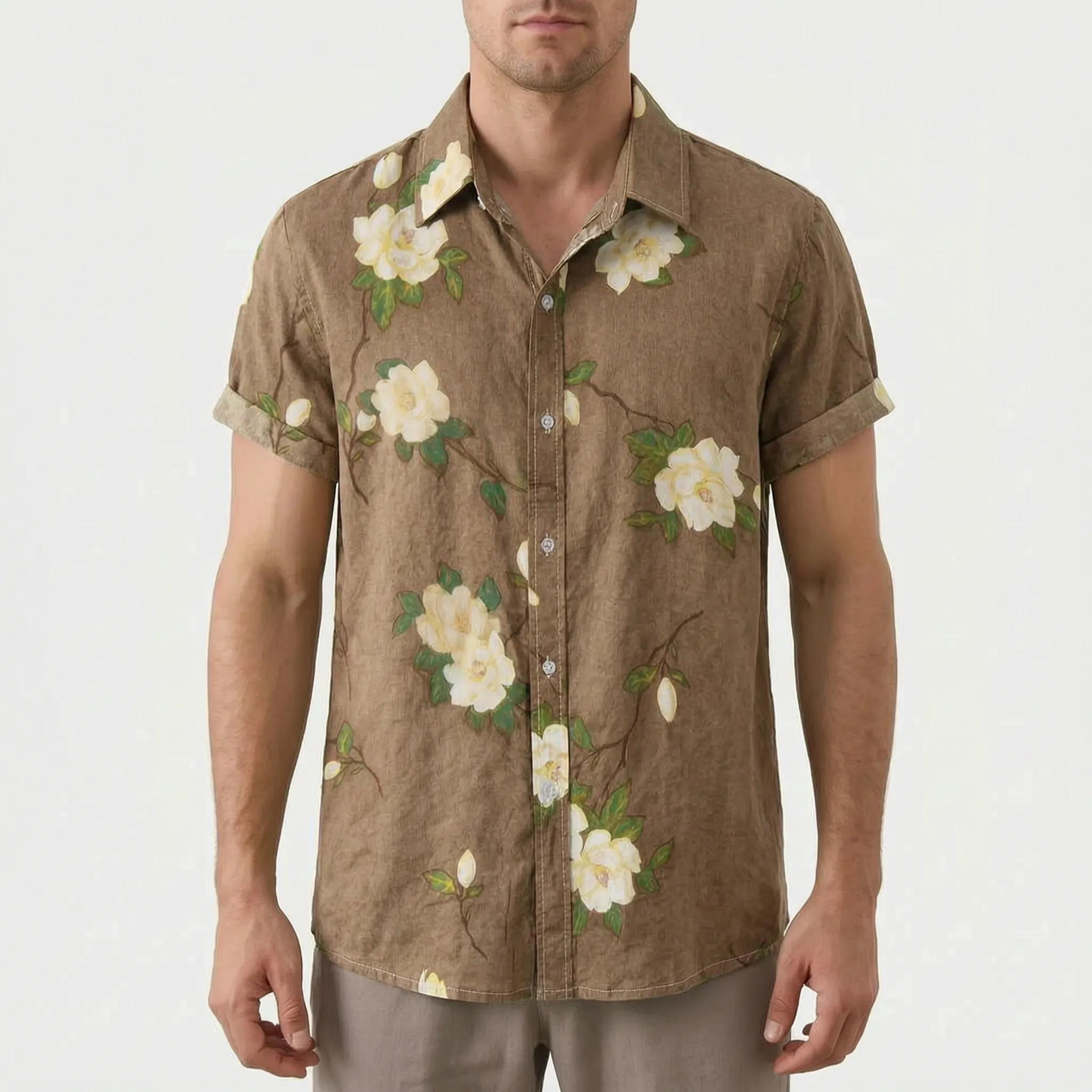 Botanari™ -  Mens Short Sleeve Floral Shirt -  Casual Weekend Wear