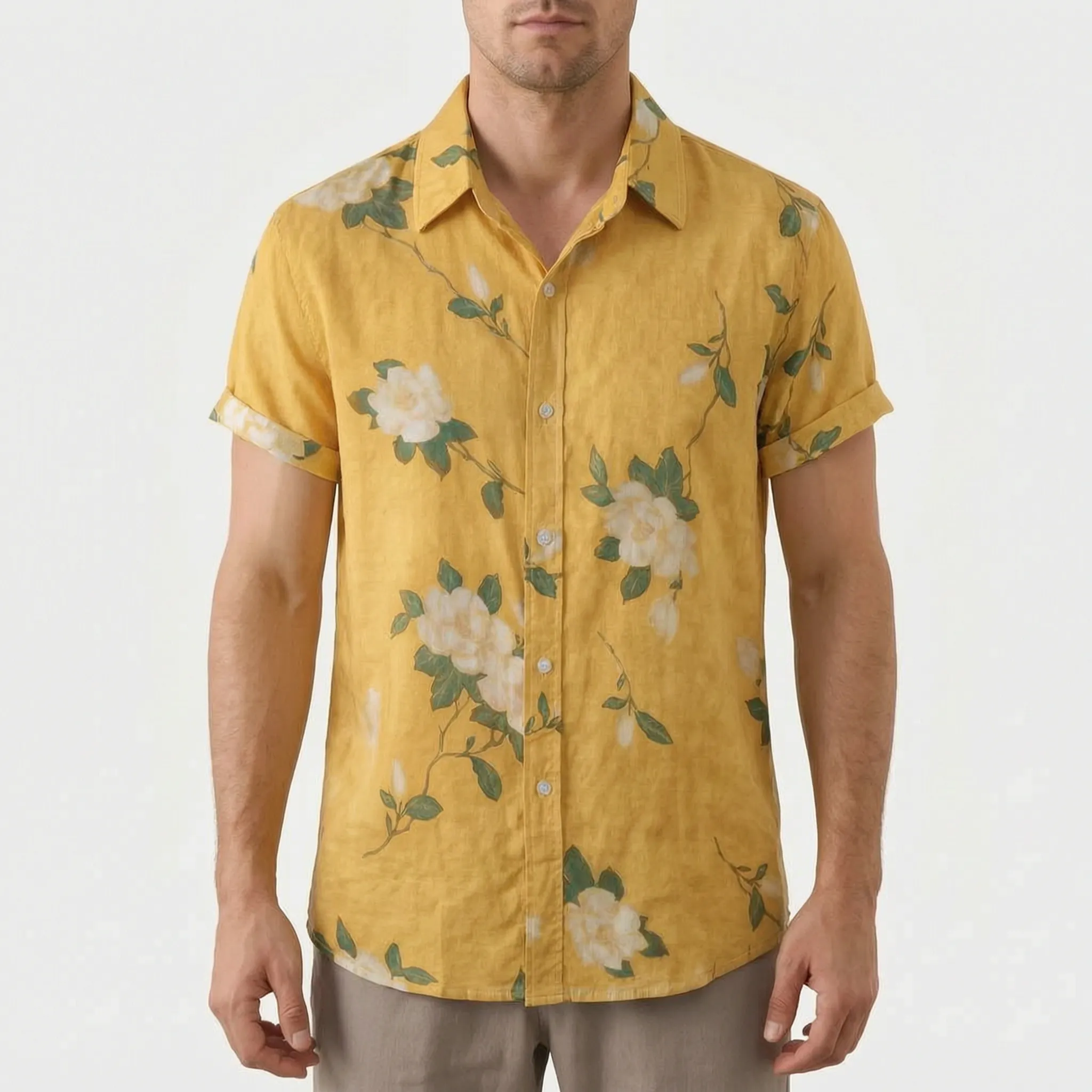 Botanari™ -  Mens Short Sleeve Floral Shirt -  Casual Weekend Wear