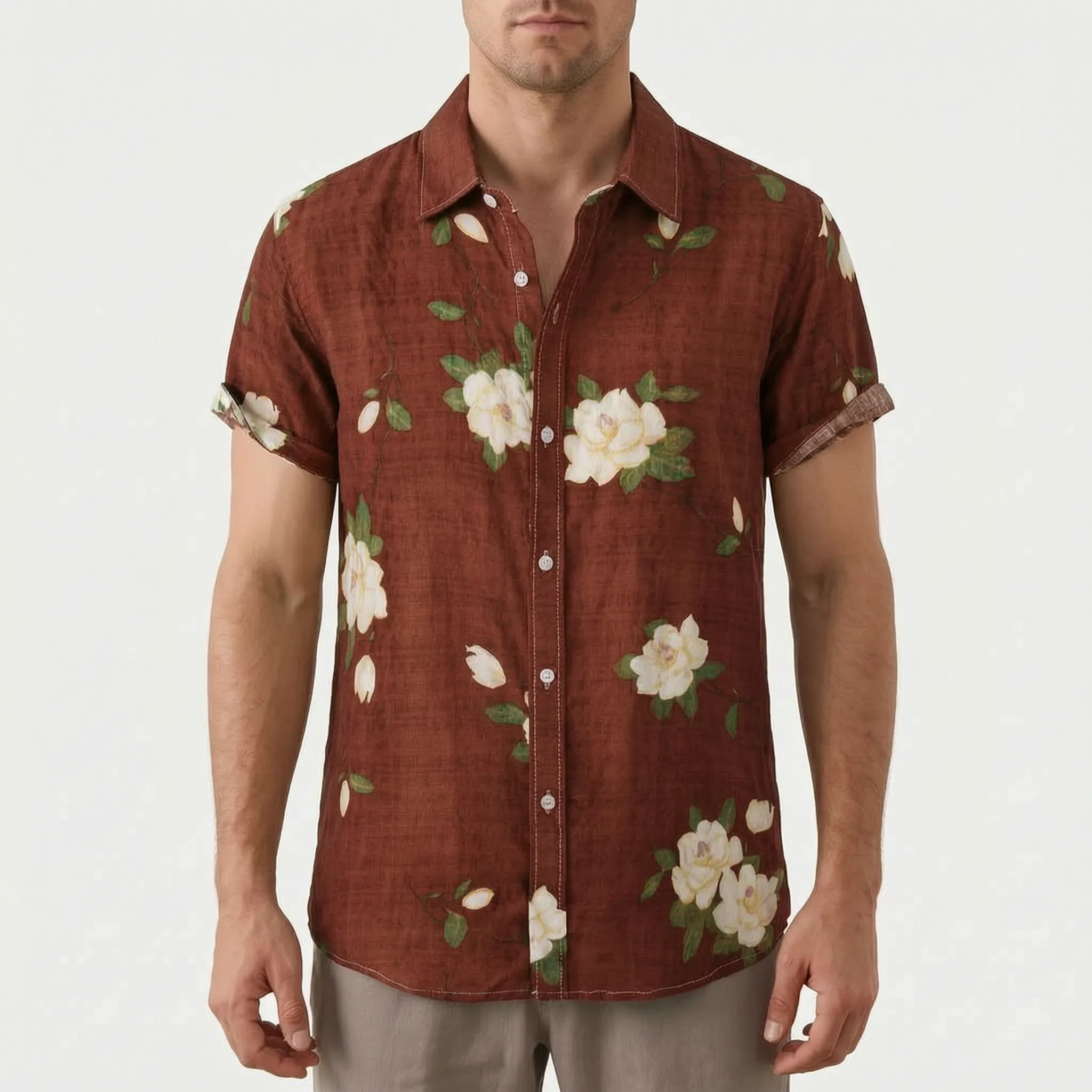 Botanari™ -  Mens Short Sleeve Floral Shirt -  Casual Weekend Wear