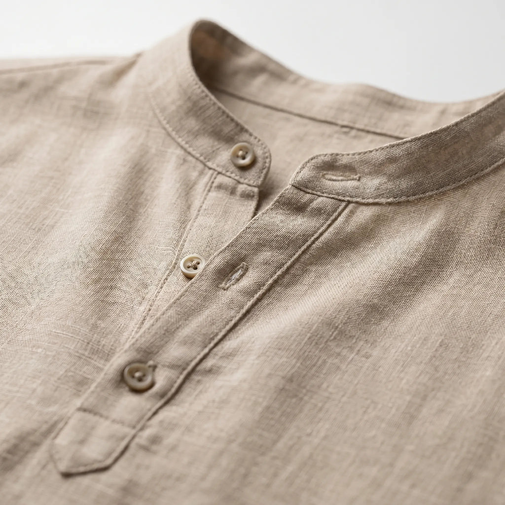 Breezan™ -  Relaxed Band Collar Summer Shirt -  Casual Holiday Dressing