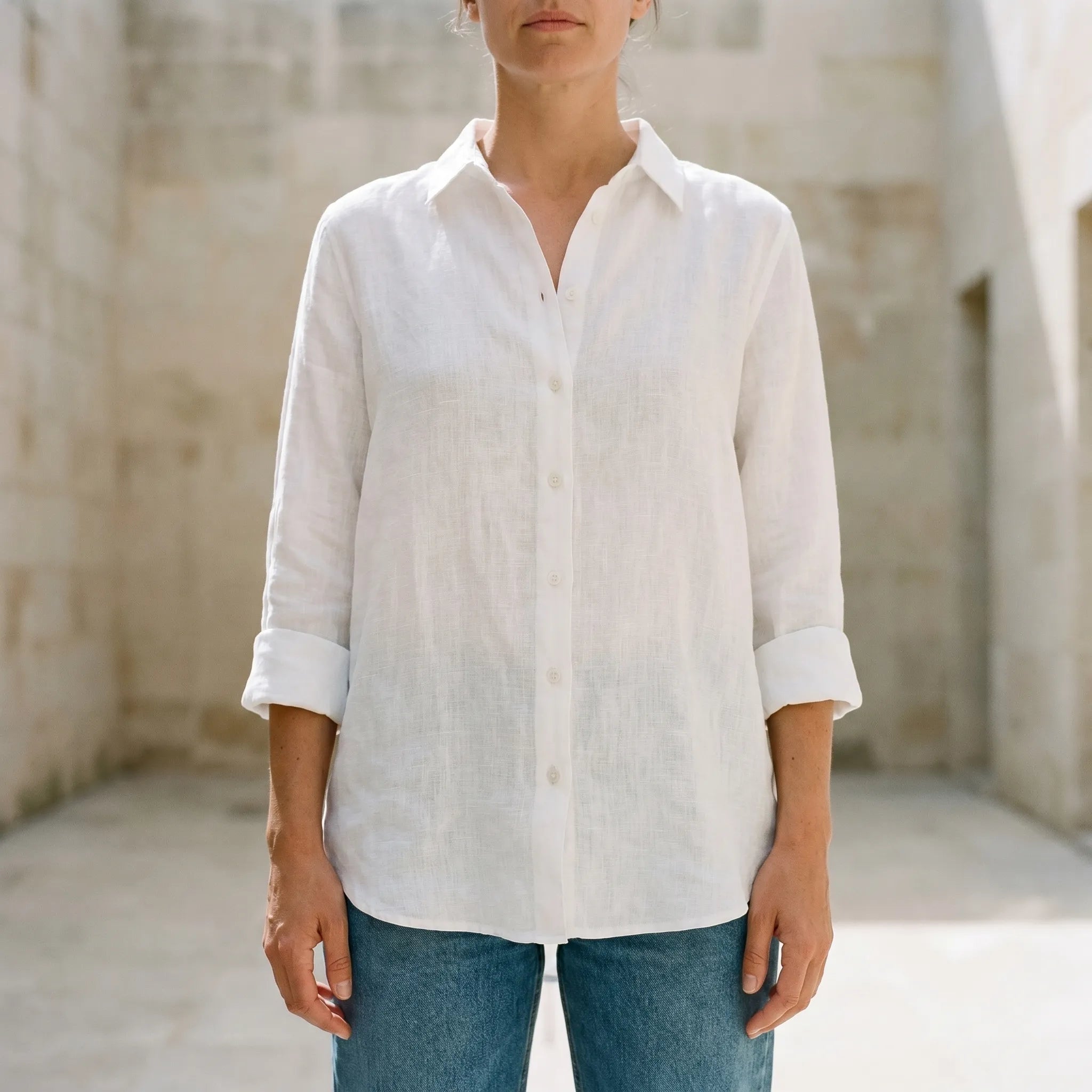 Breezara™ -  Long Sleeve Collared Blouse -  Everyday Wear