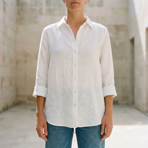 Breezara™ -  Long Sleeve Collared Blouse -  Everyday Wear