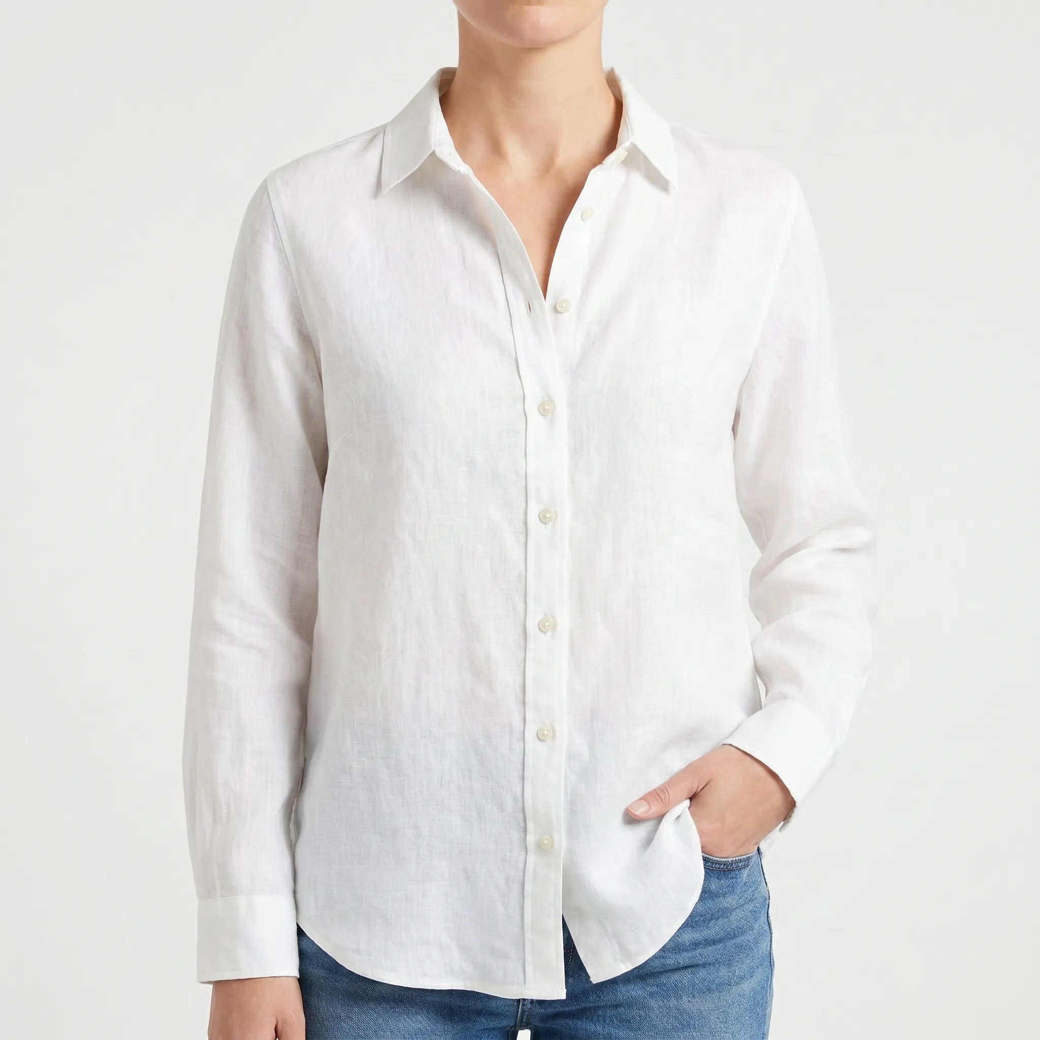 Breezara™ -  Long Sleeve Collared Blouse -  Everyday Wear