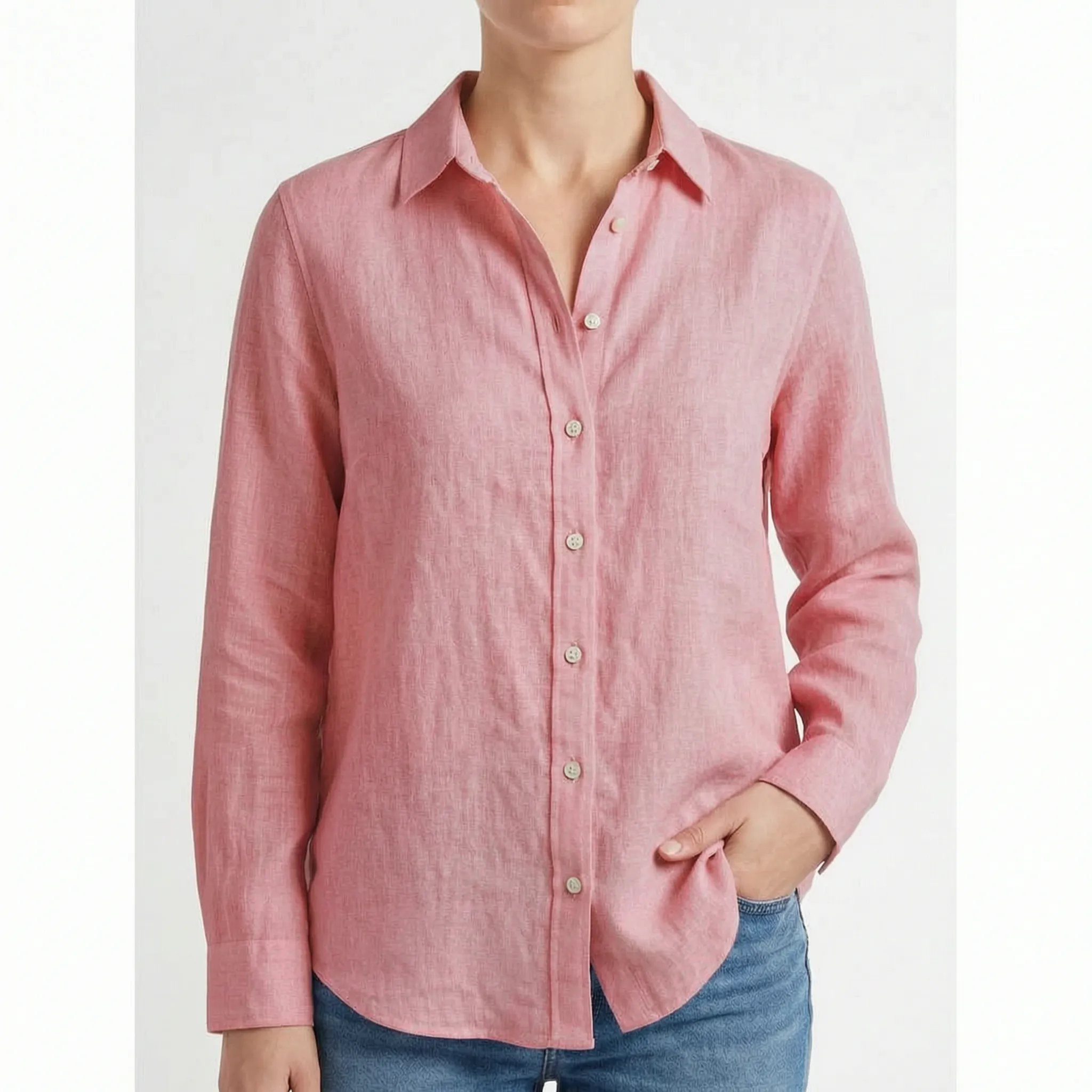 Breezara™ -  Long Sleeve Collared Blouse -  Everyday Wear
