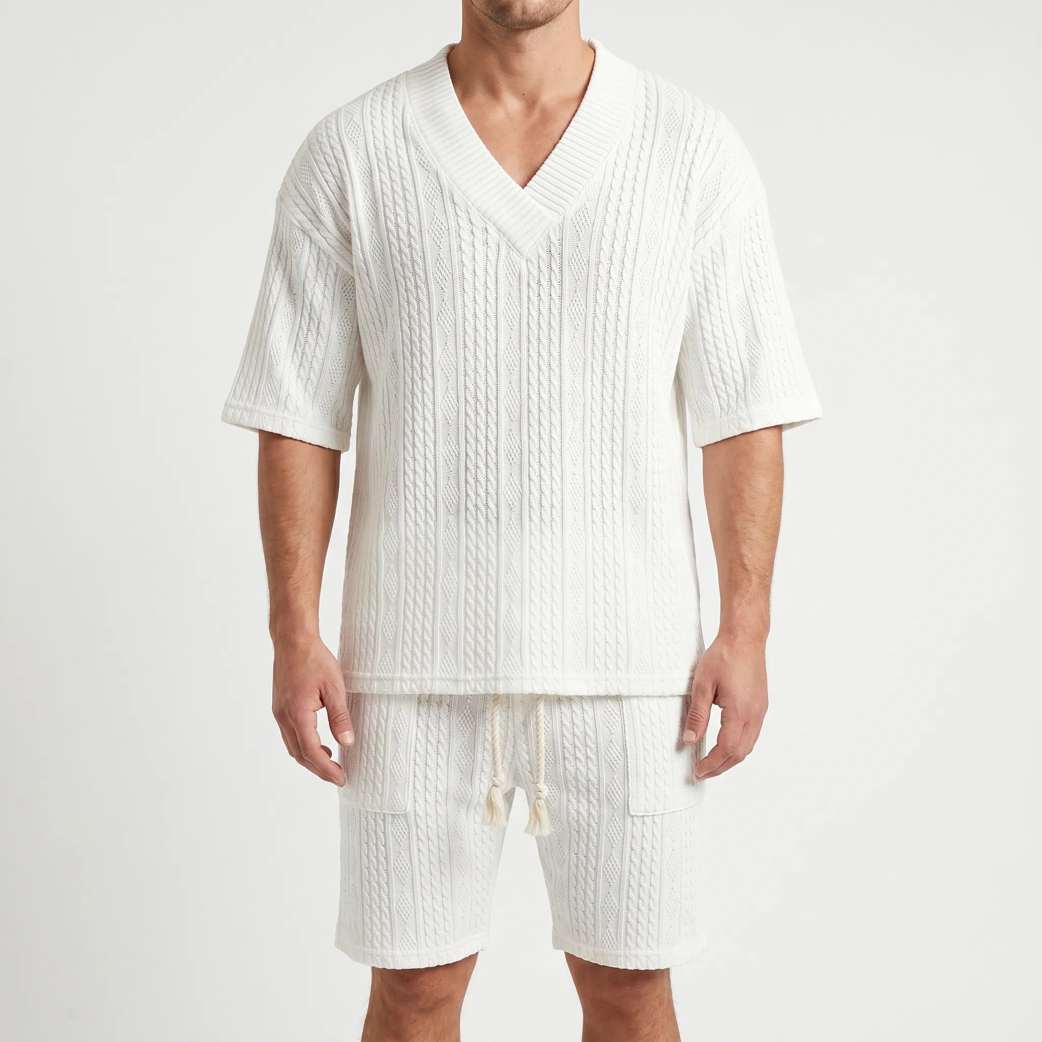 Breezoc™ -  Men's Cable Knit Summer Set -  Casual Summer Outings