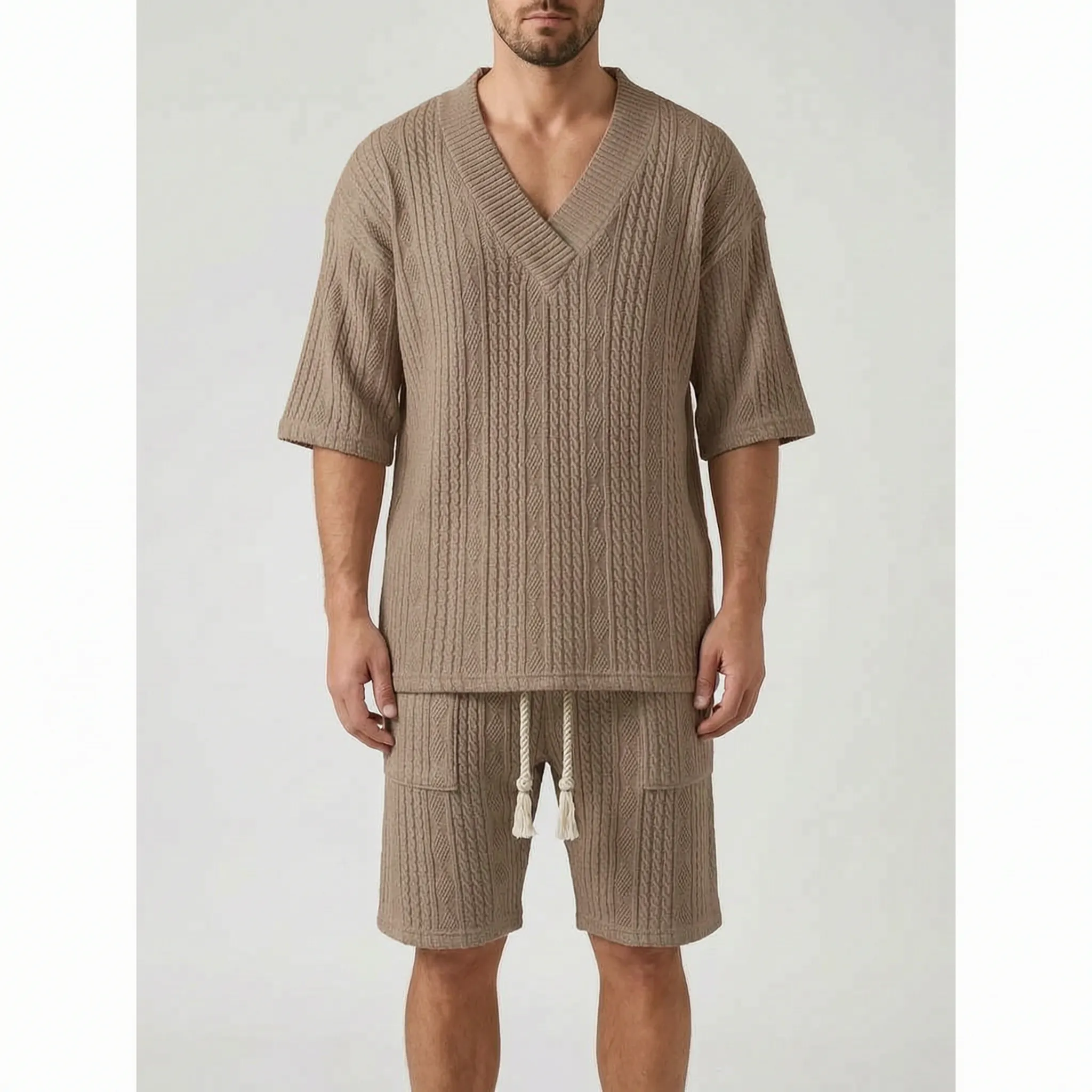Breezoc™ -  Men's Cable Knit Summer Set -  Casual Summer Outings