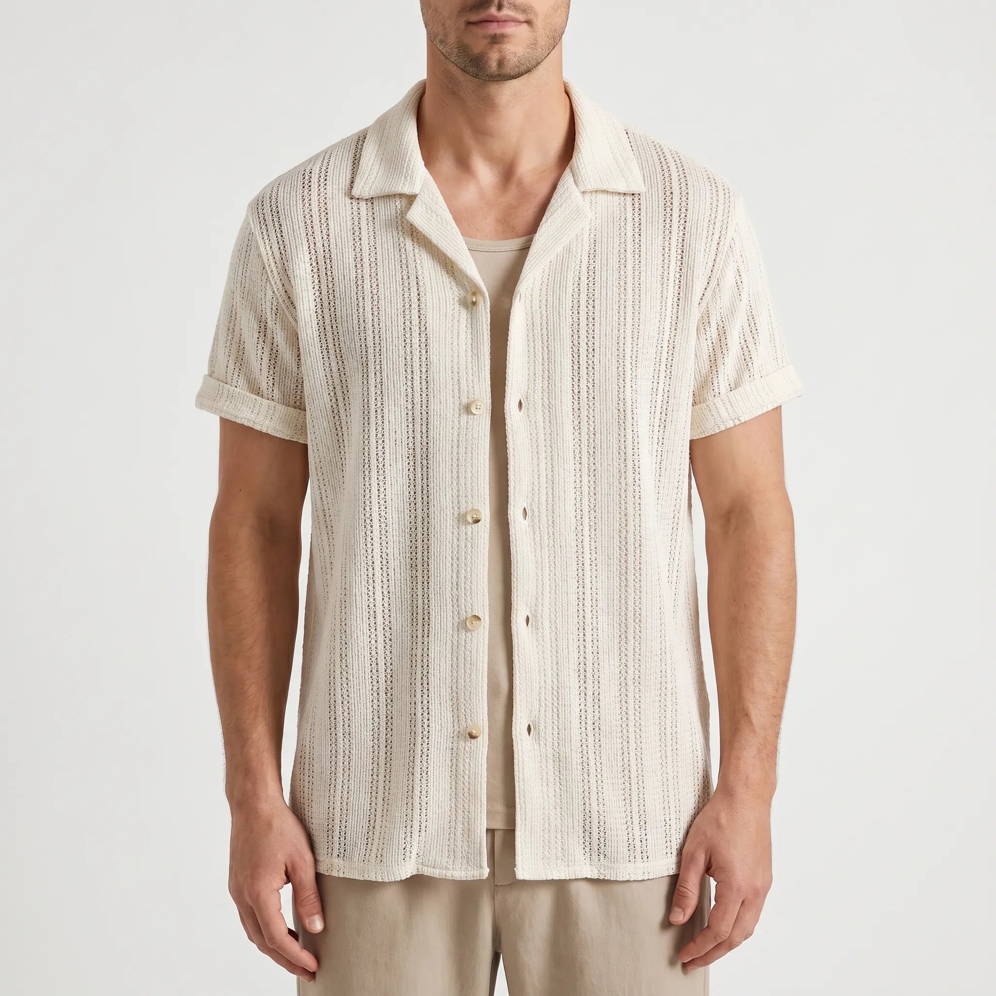 Brellar™ -  Textured Short Sleeve Shirt -  Summer Holidays
