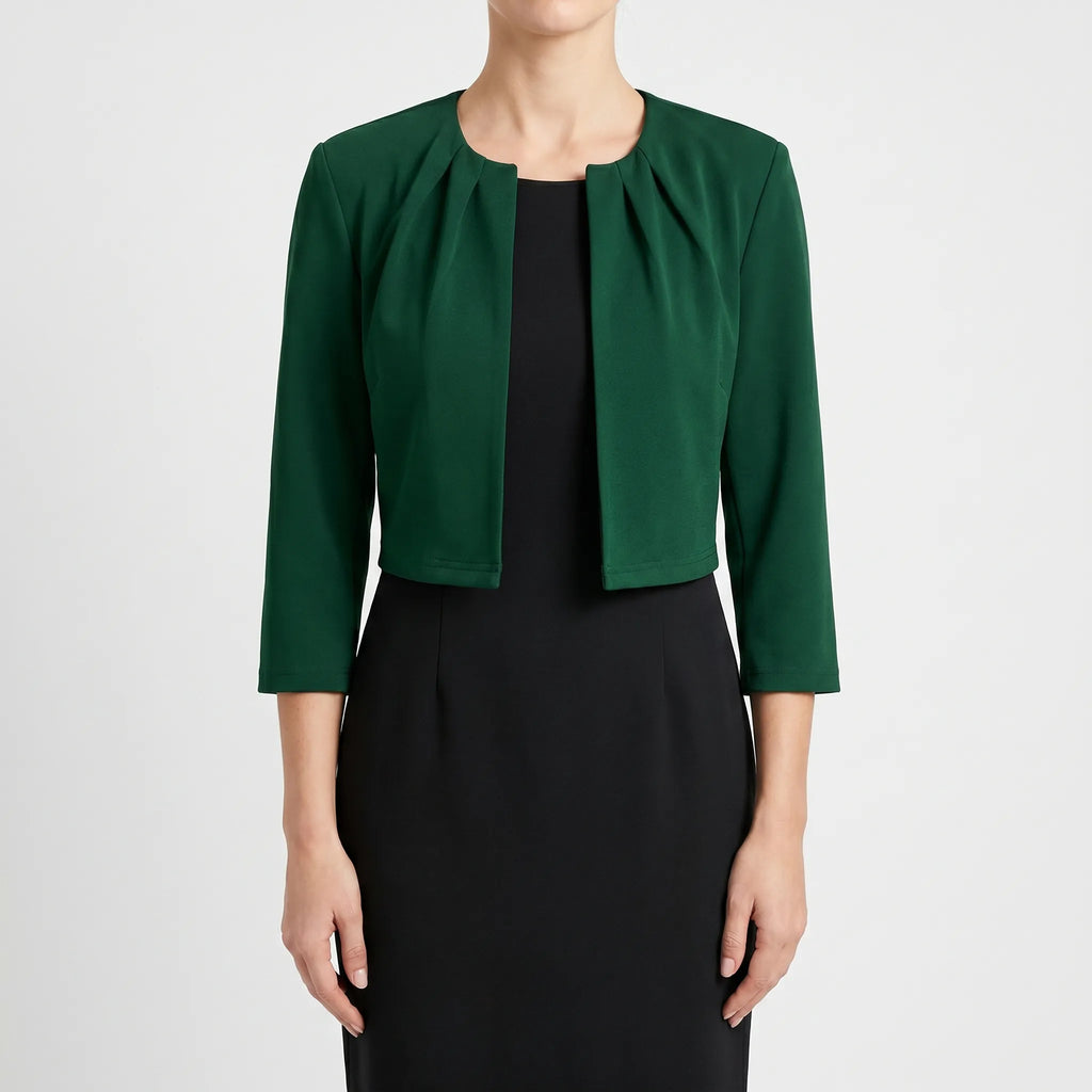 Brevant™ -  Cropped Open-Front Blazer -  Layering Over Dresses