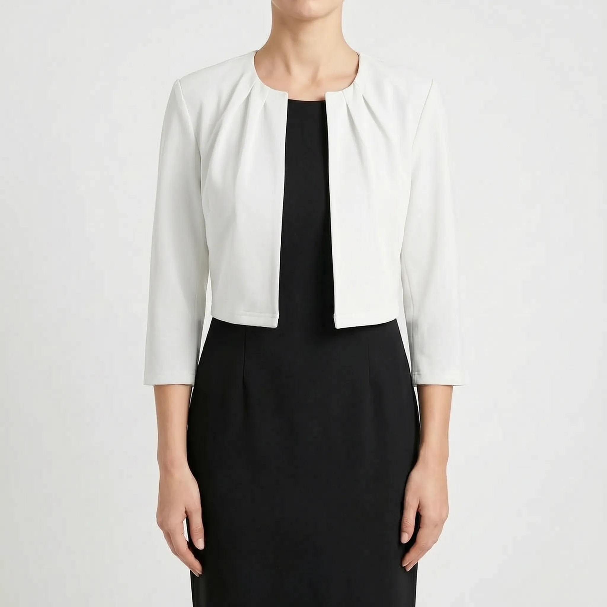 Brevant™ -  Cropped Open-Front Blazer -  Layering Over Dresses