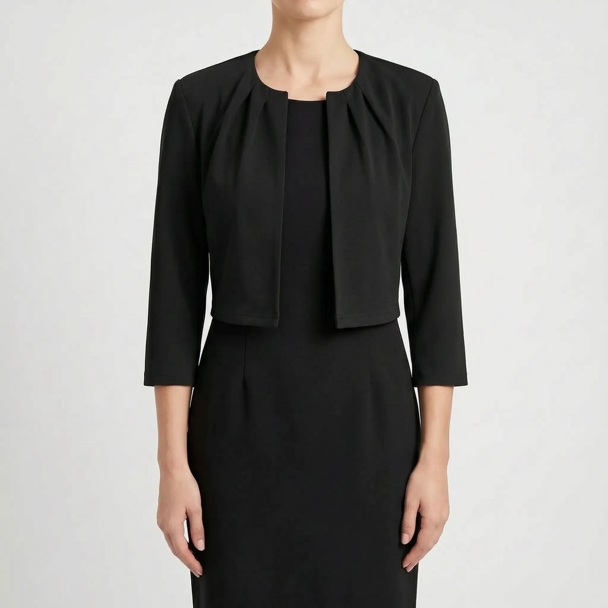 Brevant™ -  Cropped Open-Front Blazer -  Layering Over Dresses