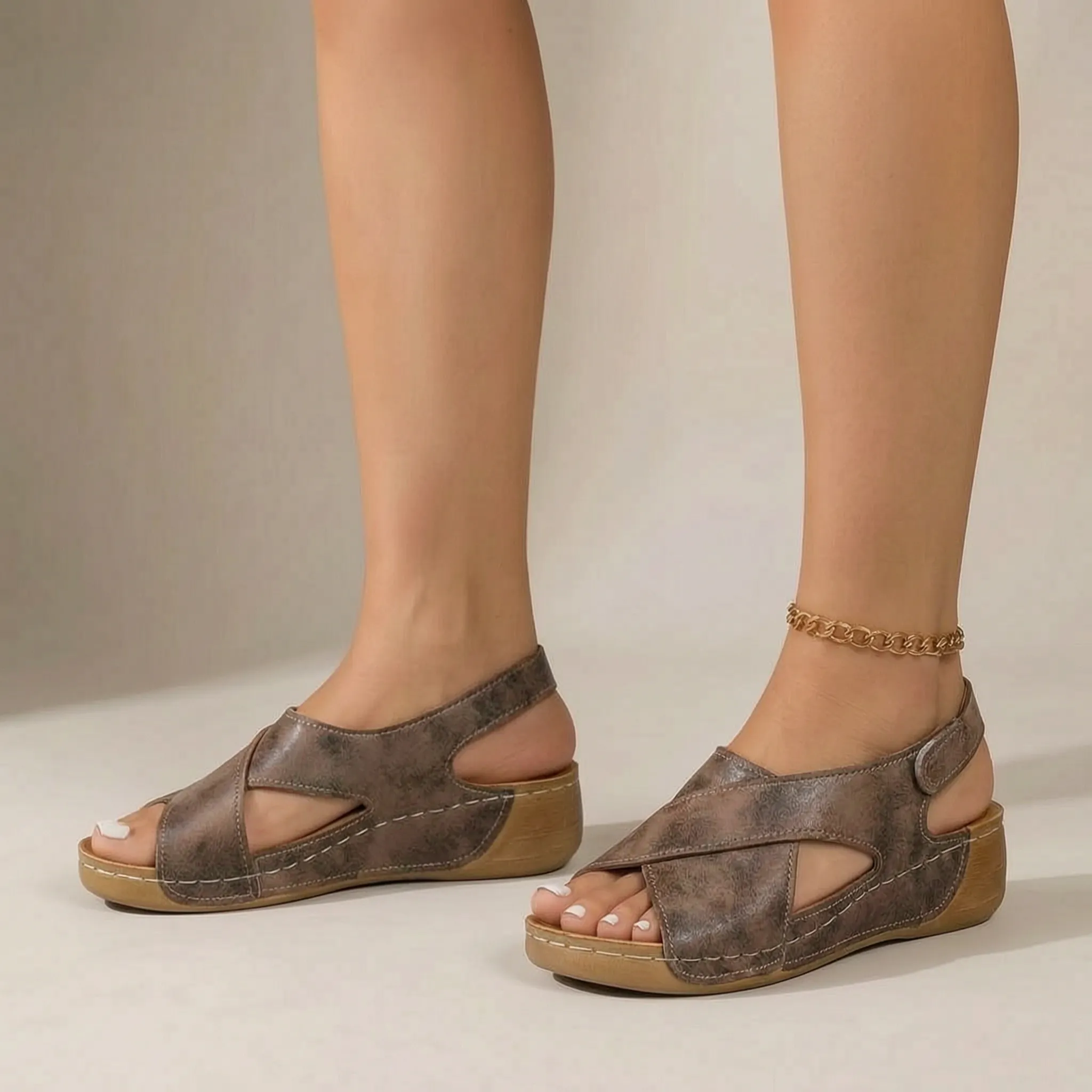 Cadora™ -  Slingback Wedge Sandals -  Walking On Holiday