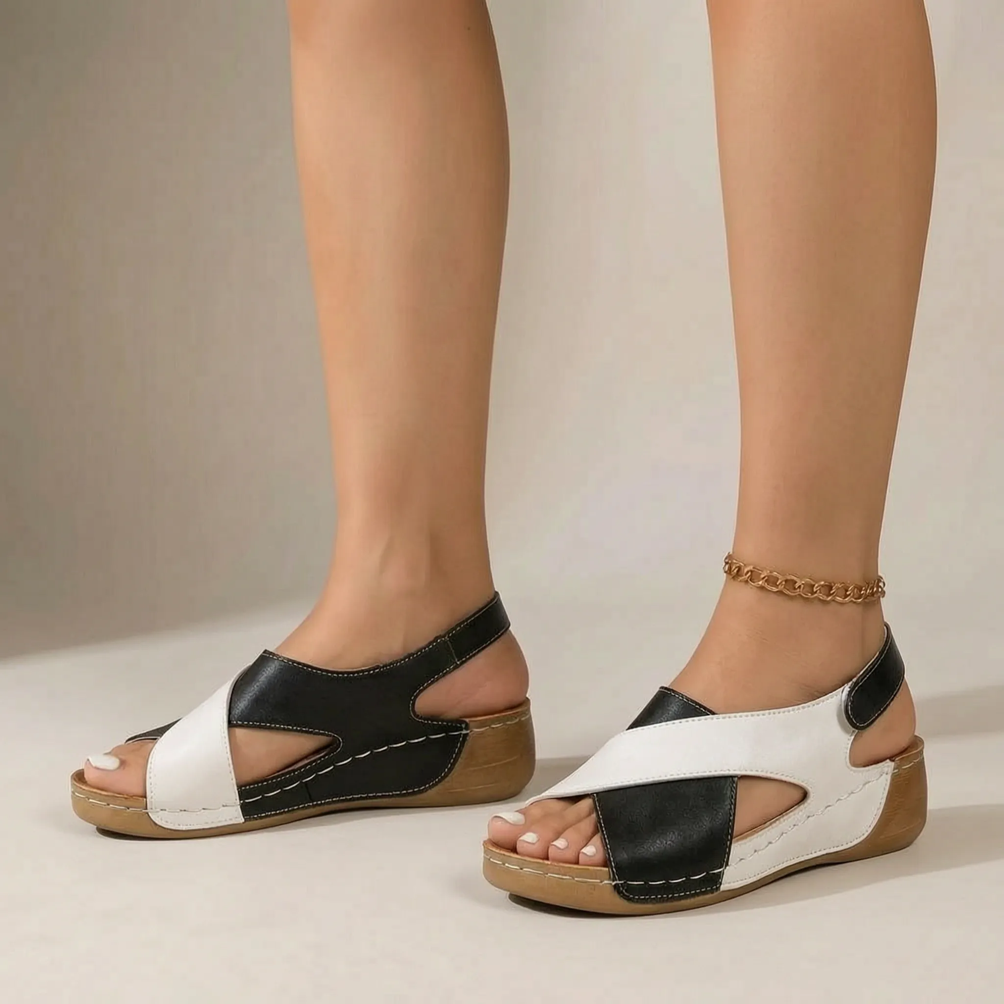 Cadora™ -  Slingback Wedge Sandals -  Walking On Holiday