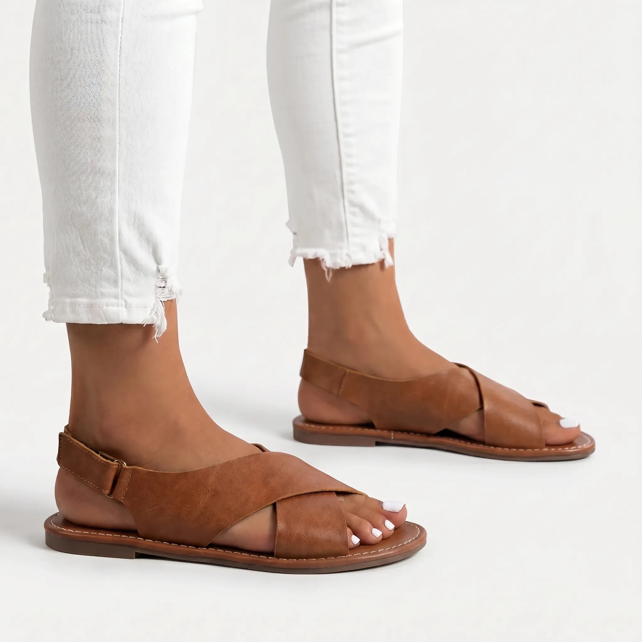 Caelia™ -  Criss-Cross Flat Sandals -  Warm-Weather Outings