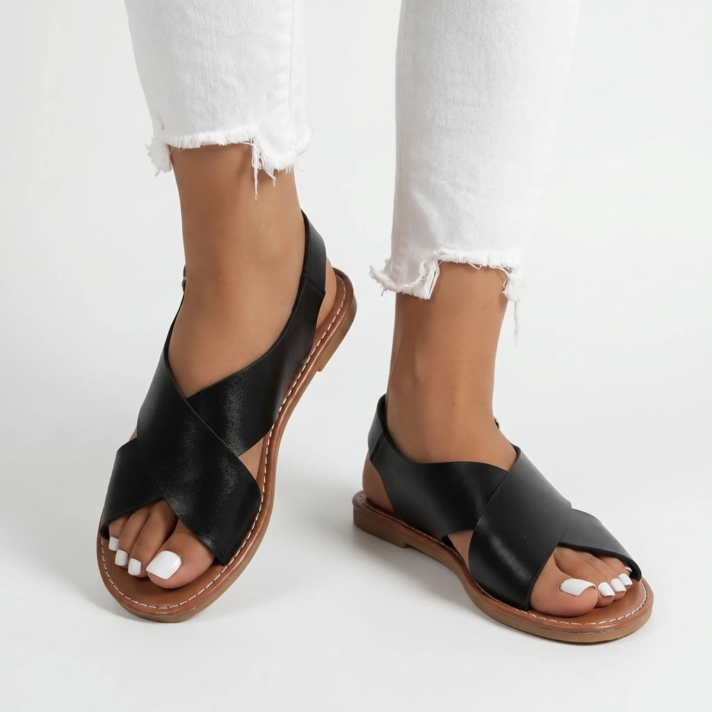 Caelia™ -  Criss-Cross Flat Sandals -  Warm-Weather Outings