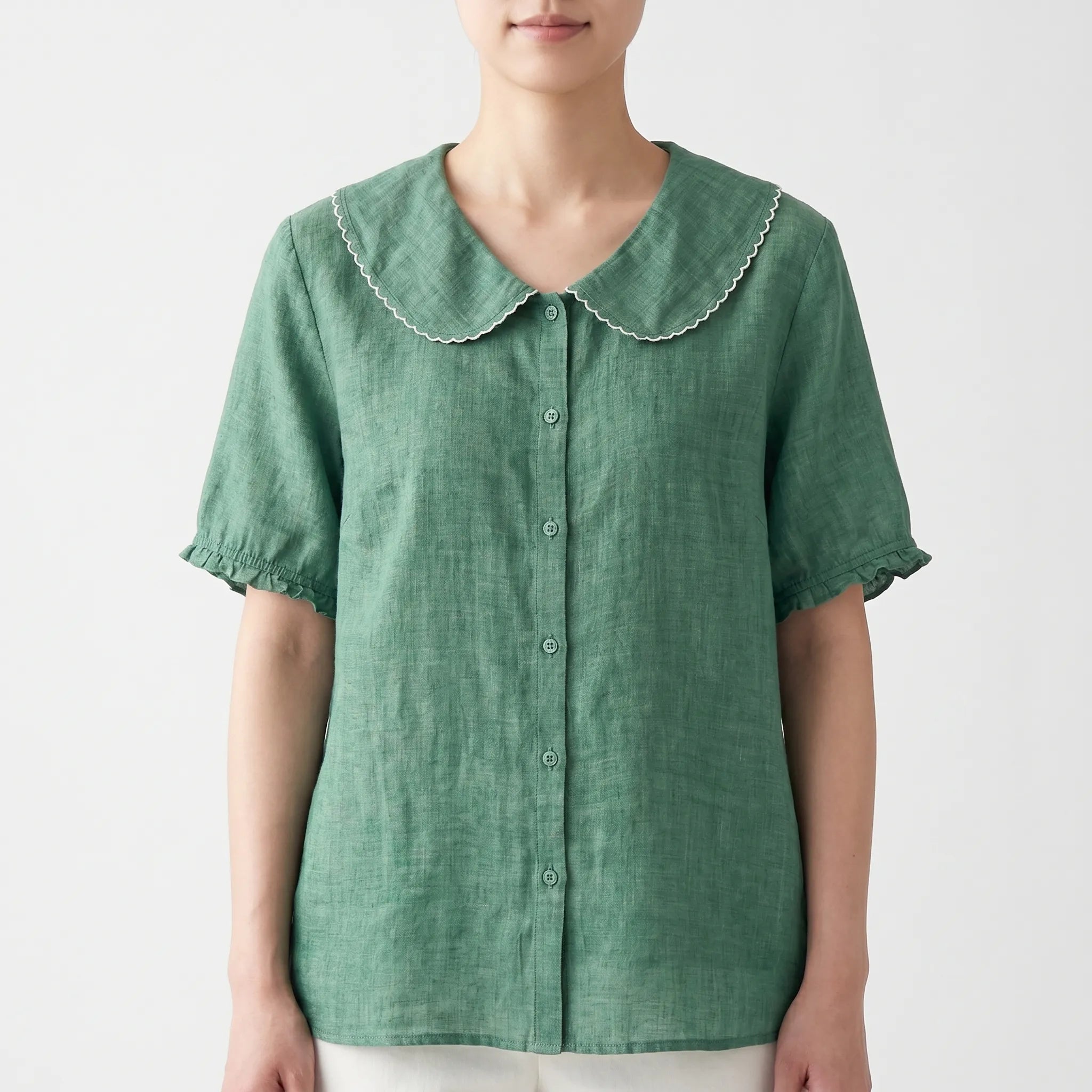 Caelira™ -  Short-Sleeved Button-Up Blouse -  Weekend Brunch Outings