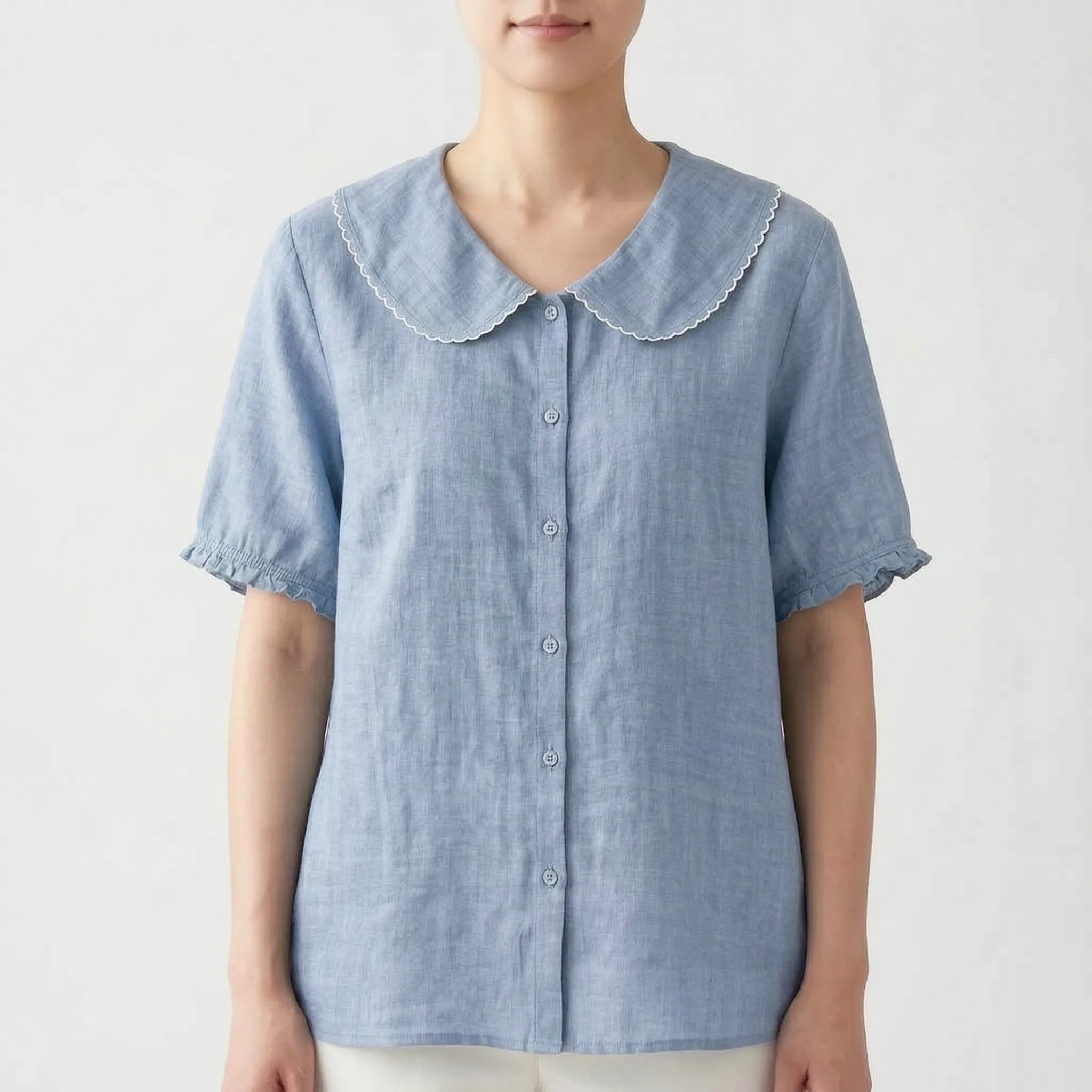 Caelira™ -  Short-Sleeved Button-Up Blouse -  Weekend Brunch Outings