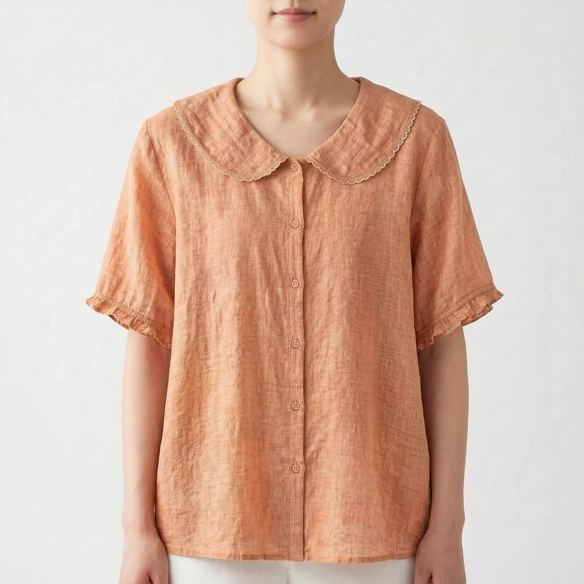 Caelira™ -  Short-Sleeved Button-Up Blouse -  Weekend Brunch Outings