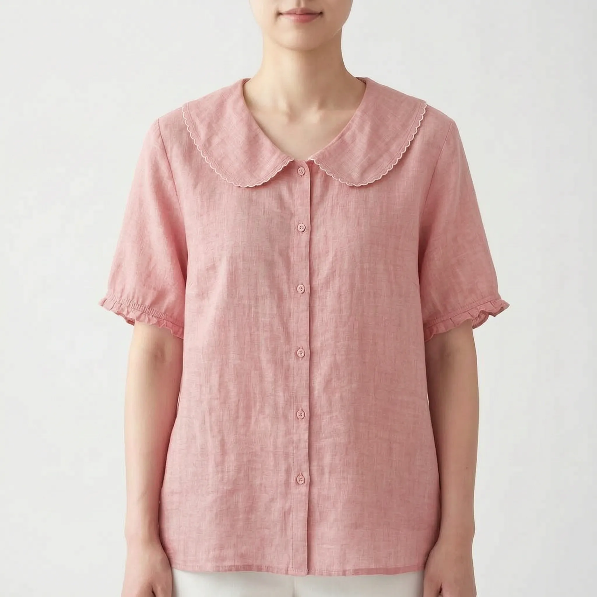 Caelira™ -  Short-Sleeved Button-Up Blouse -  Weekend Brunch Outings