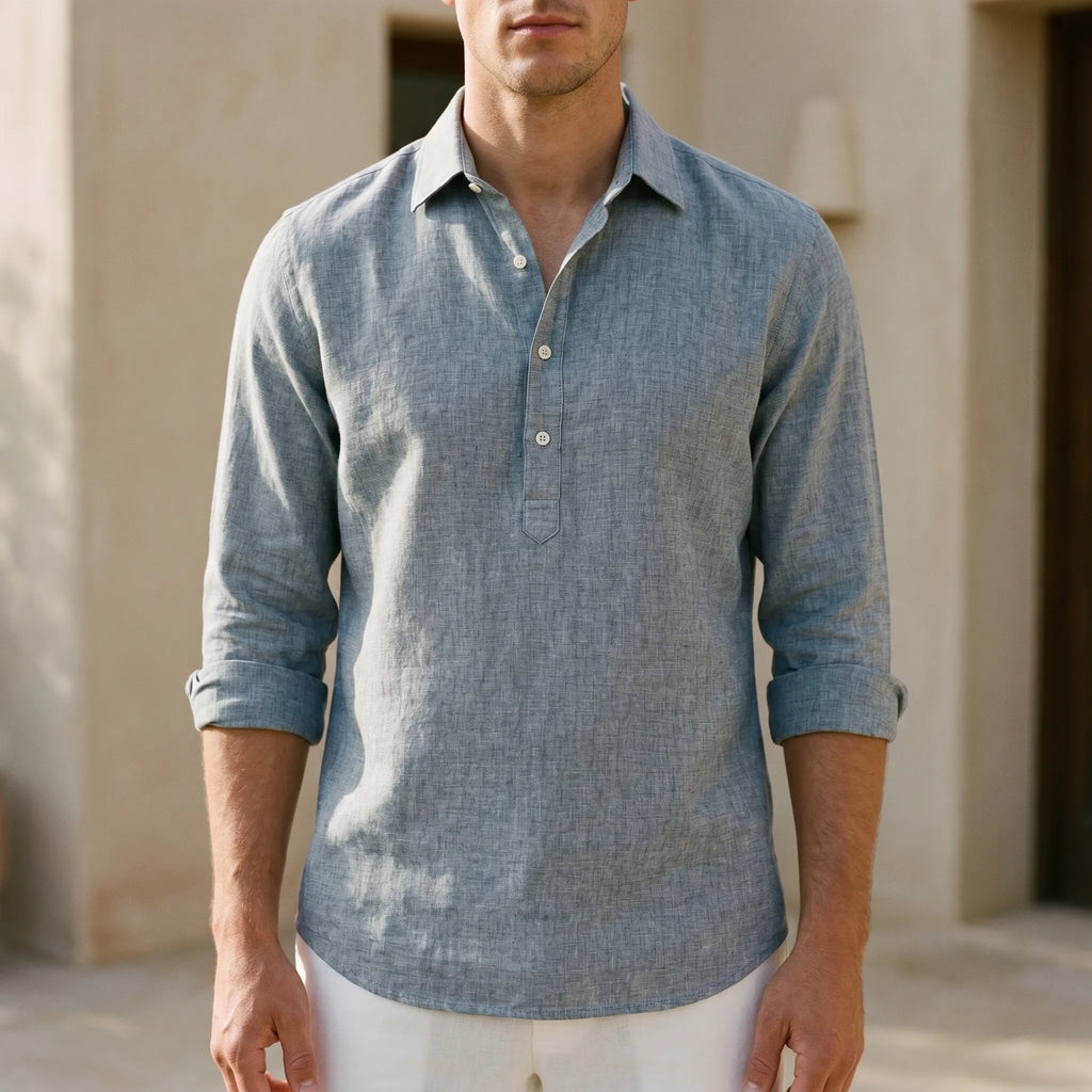Caelis™ -  Long Sleeve Half-Placket Shirt -  Weekend Socialising