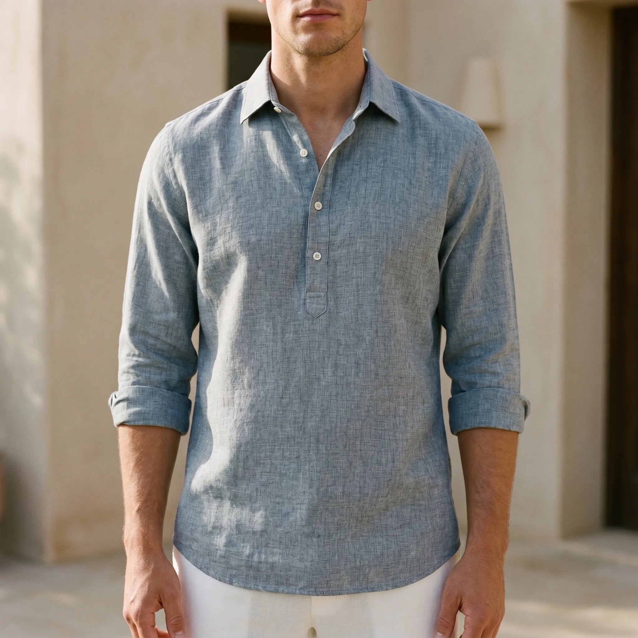 Caelis™ -  Long Sleeve Half-Placket Shirt -  Weekend Socialising