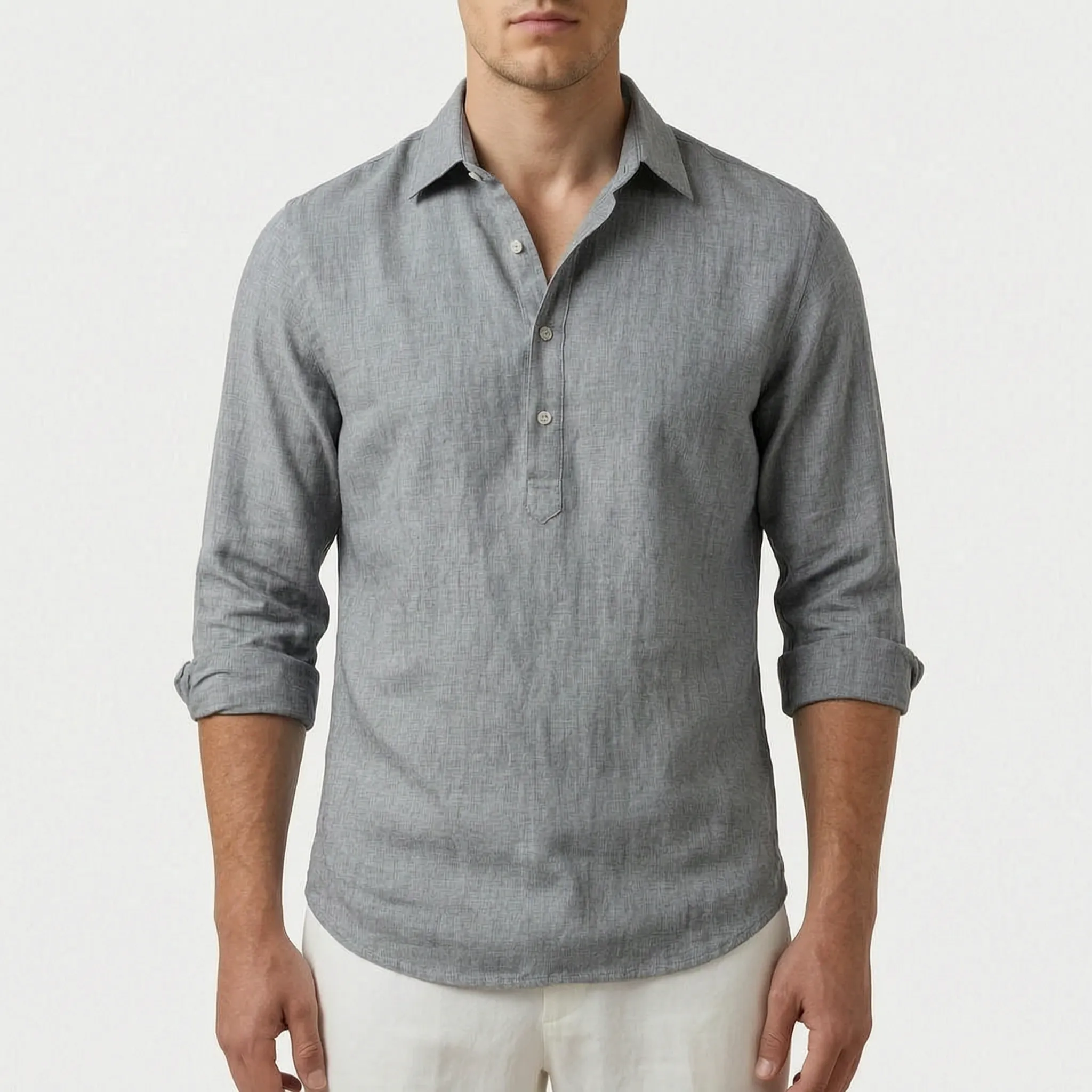 Caelis™ -  Long Sleeve Half-Placket Shirt -  Weekend Socialising