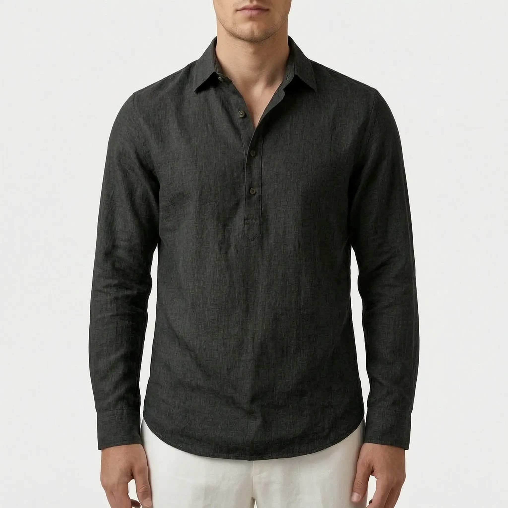Caelis™ -  Long Sleeve Half-Placket Shirt -  Weekend Socialising