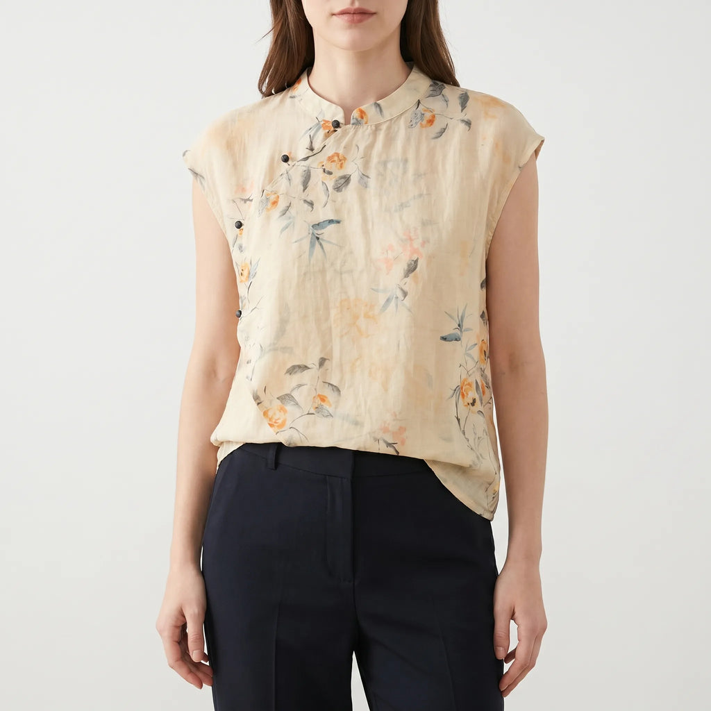 Calypta™ -  Asymmetrical Floral Blouse -  Casual Daytime Dressing