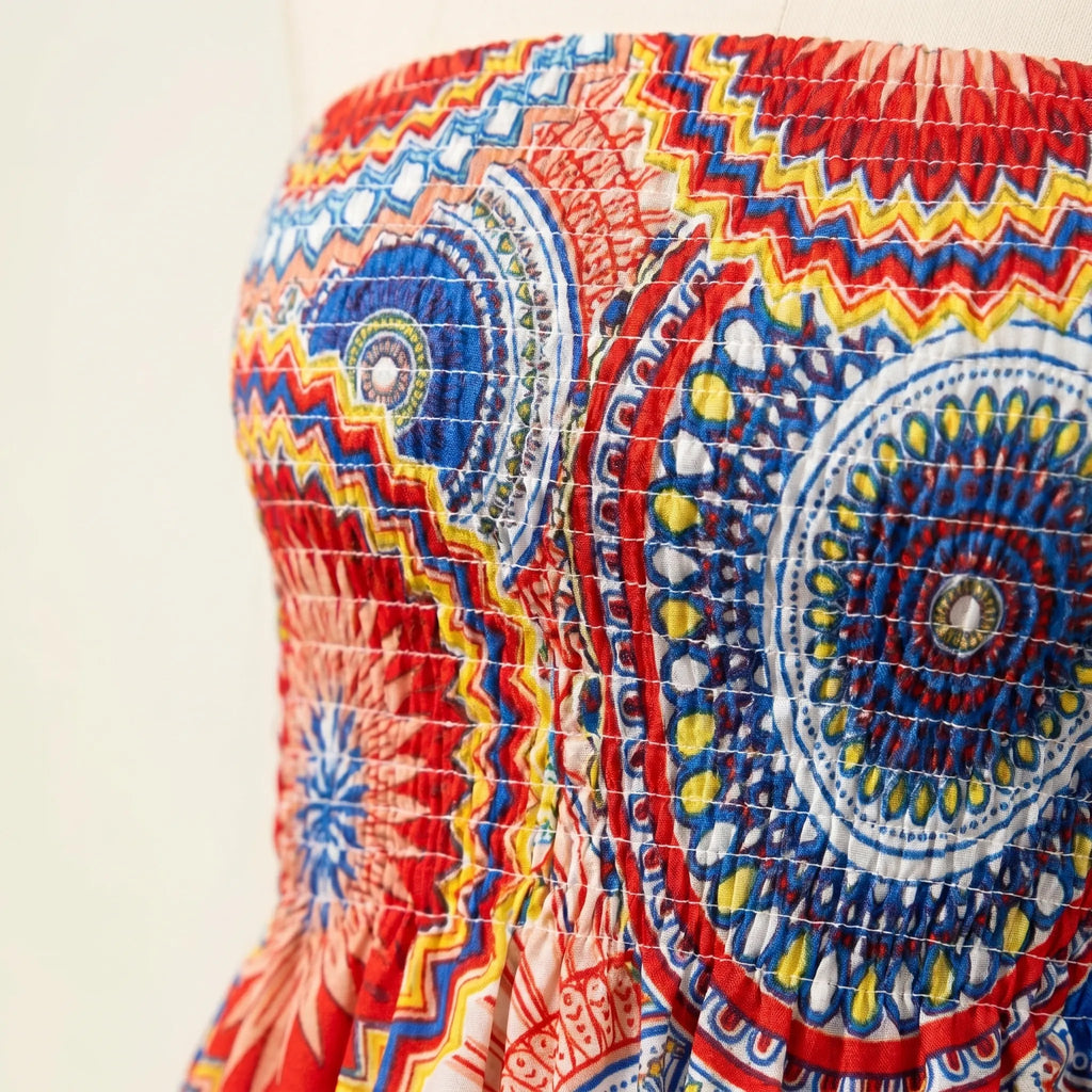 Calypto™ -  Strapless Smocked Bohemian Top -  Warm Weather Styling