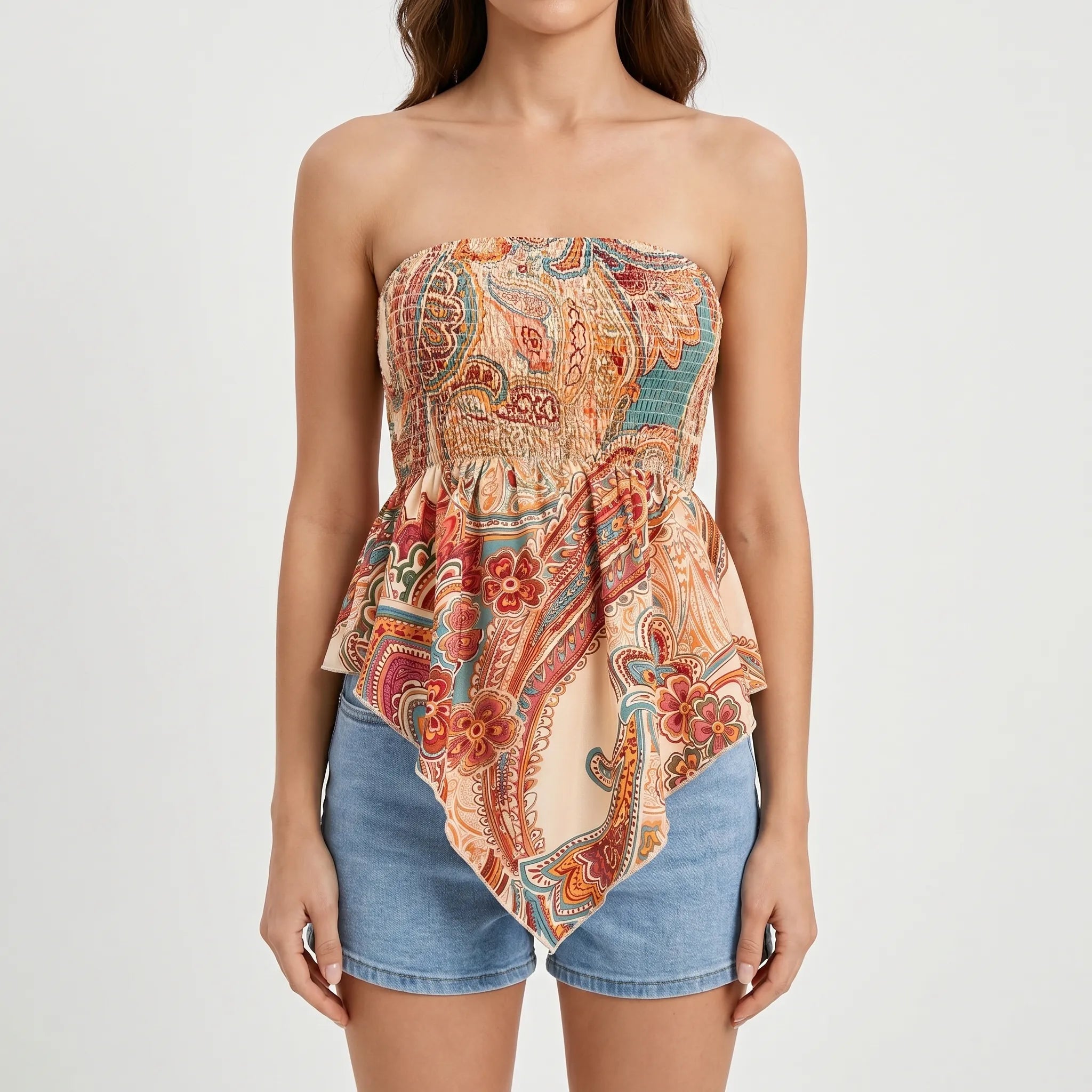 Calypto™ -  Strapless Smocked Bohemian Top -  Warm Weather Styling